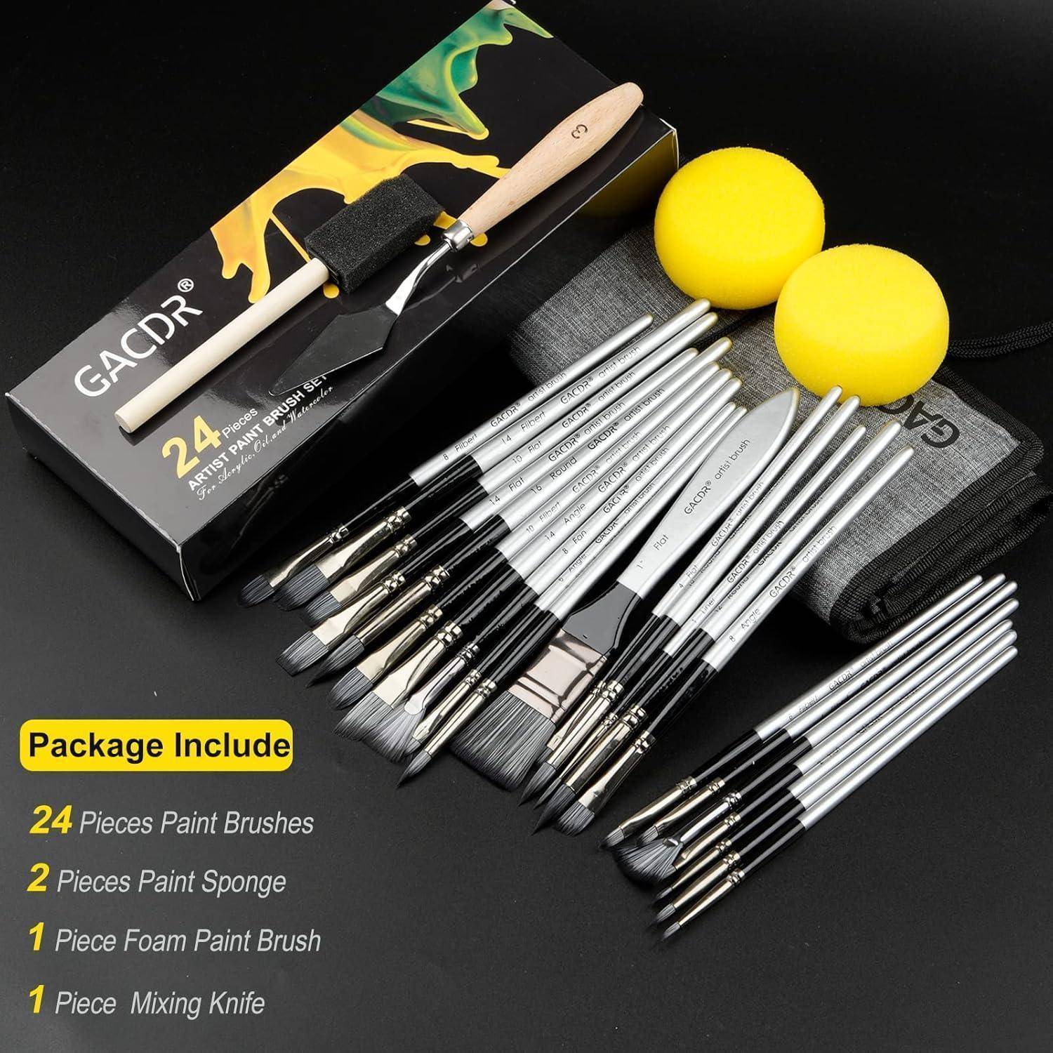 Acryl Pinsel Set 24 Stücke für Acrylfarben mit Tuch Roll Fall Schwämme