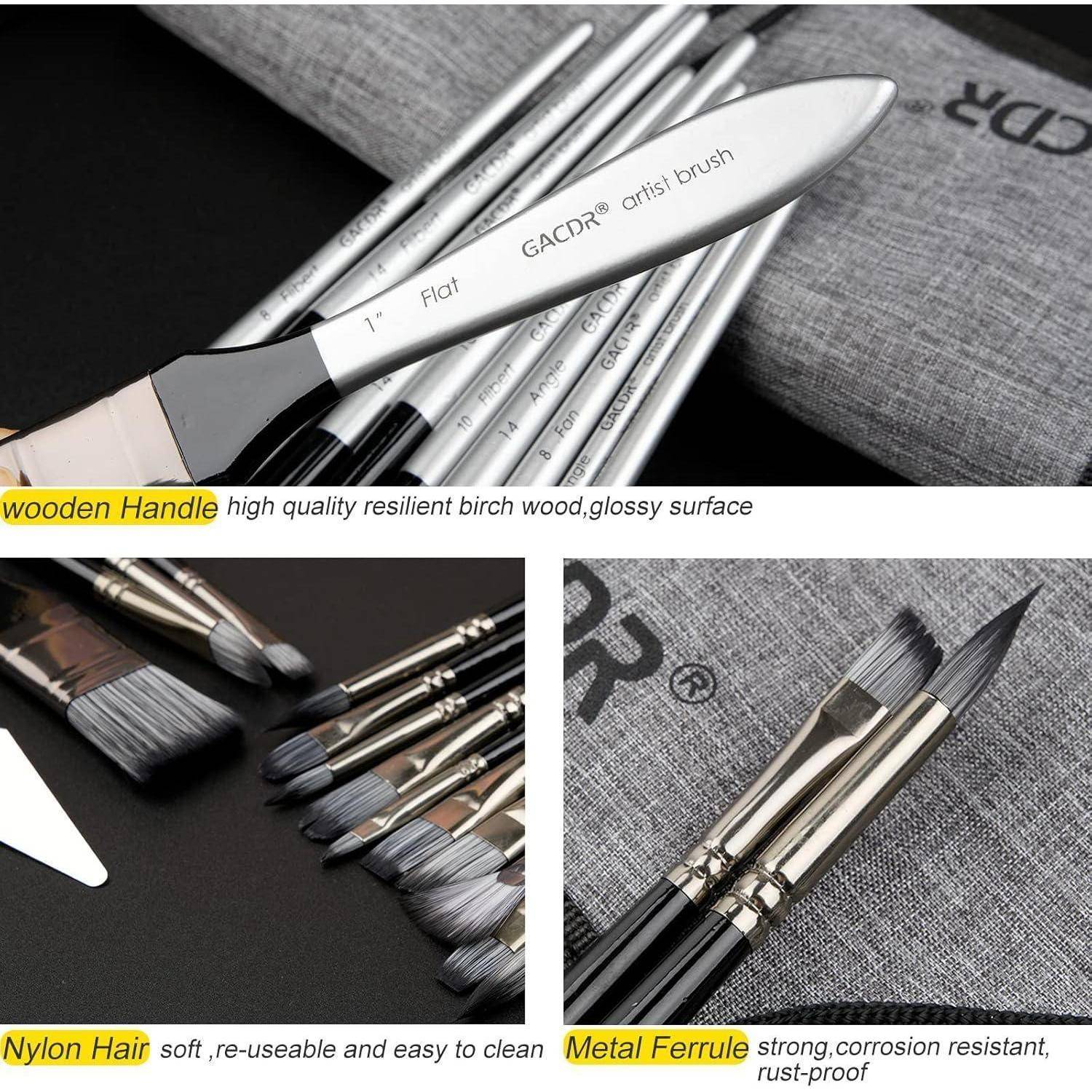 Acryl Pinsel Set 24 Stücke für Acrylfarben mit Tuch Roll Fall Schwämme