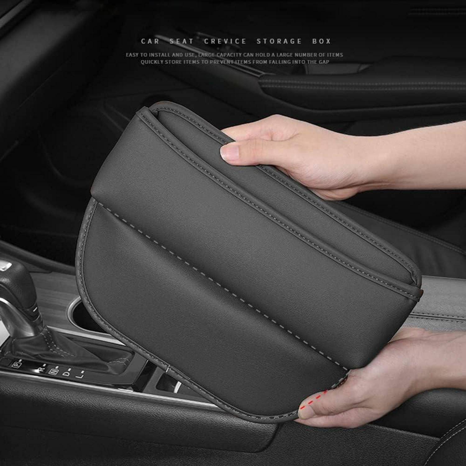 Aufbewahrungsbox Autositz Organizer Gap Box Leder Schwarz