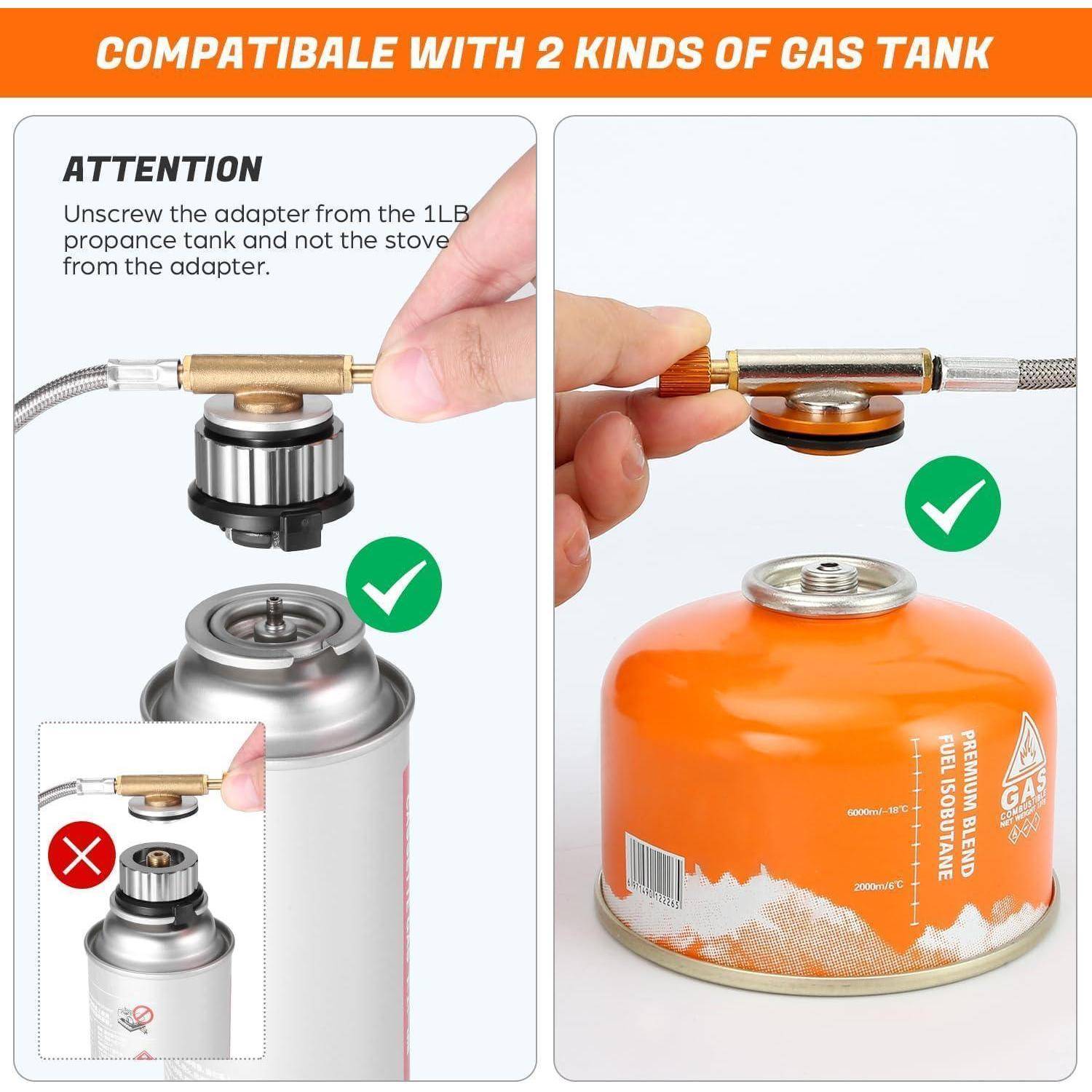 Campingkocher 6800W Gaskocher mit Piezozündung Adapter Windschutz
