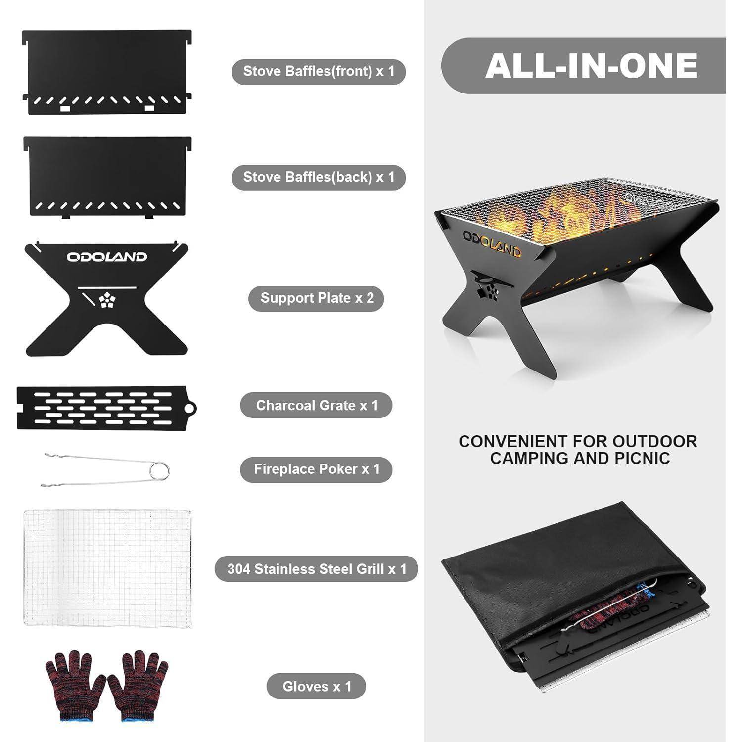 Camping Feuerstelle Holzofen Grill 2-in-1 tragbar Outdoor 304