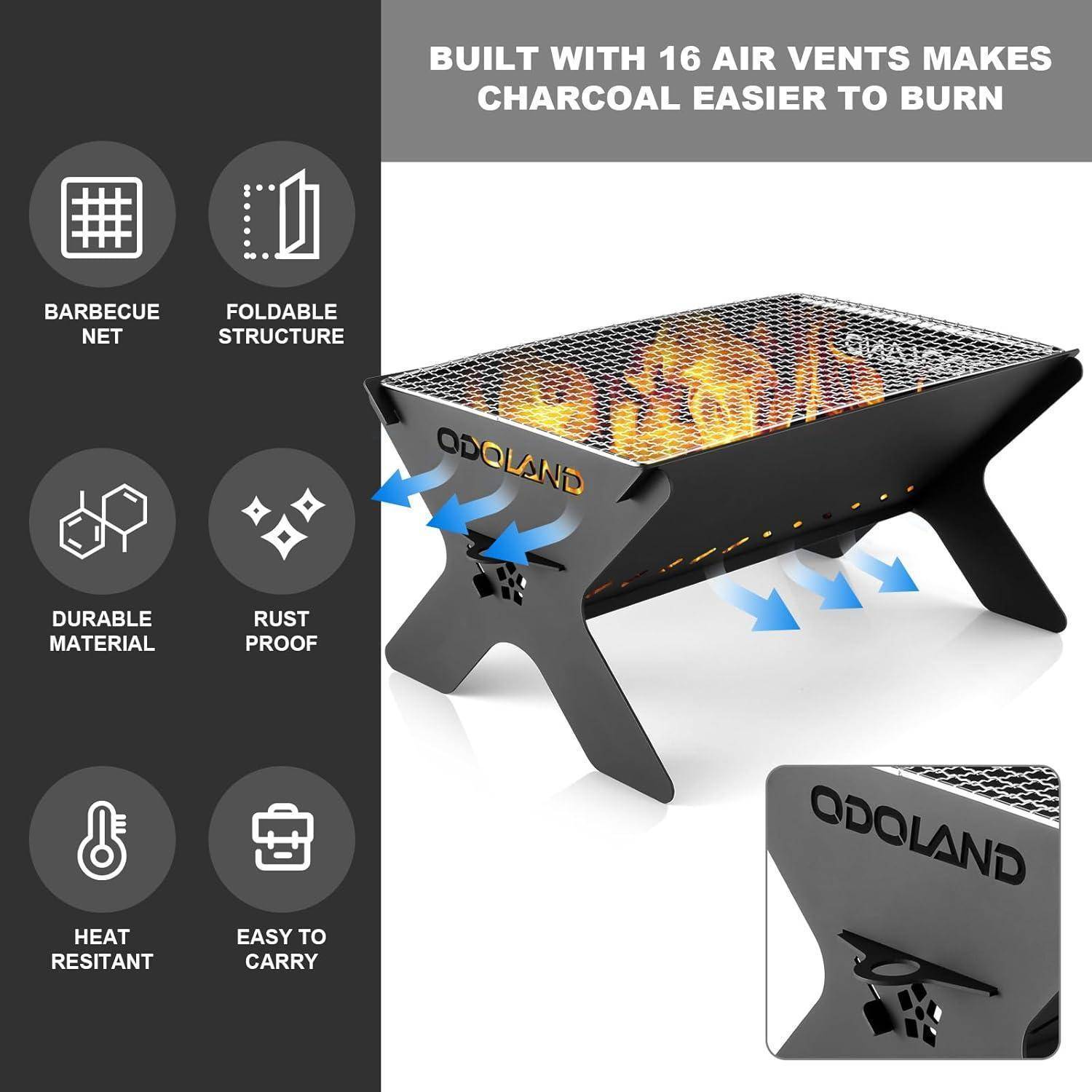 Camping Feuerstelle Holzofen Grill 2-in-1 tragbar Outdoor 304