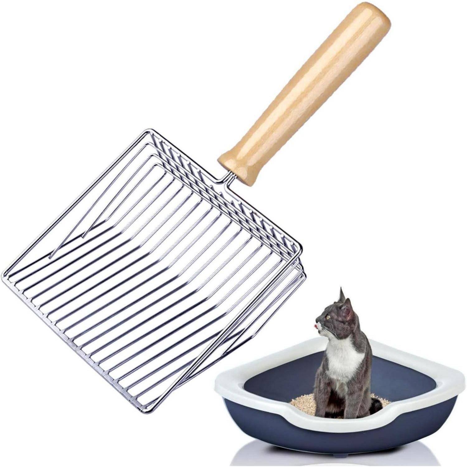 Katzenstreuschaufel Metall Holzgriff 28cm Lochabstand 7mm