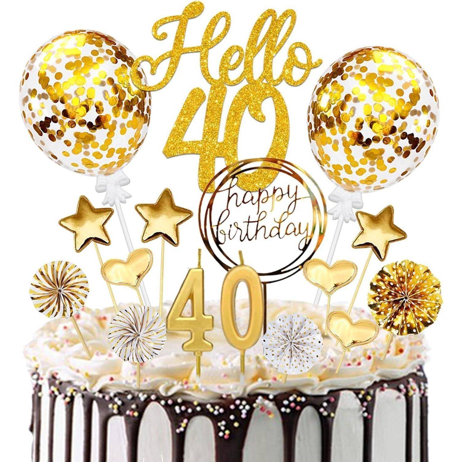 Tortendeko 40 Geburtstag Gold Deko Hello 40 Cake Topper