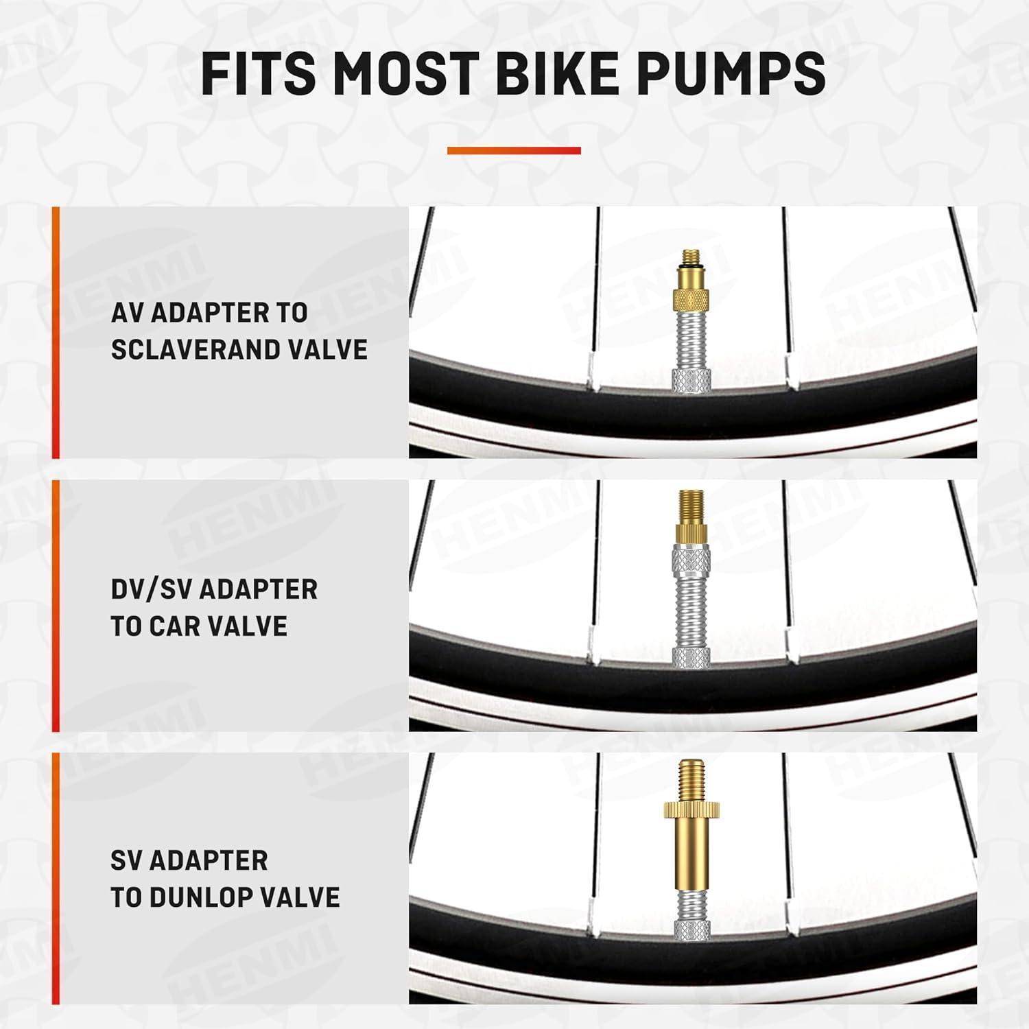 Fahrradventil Adapter Set mit Sortierbox für DV, SV, AV - 10