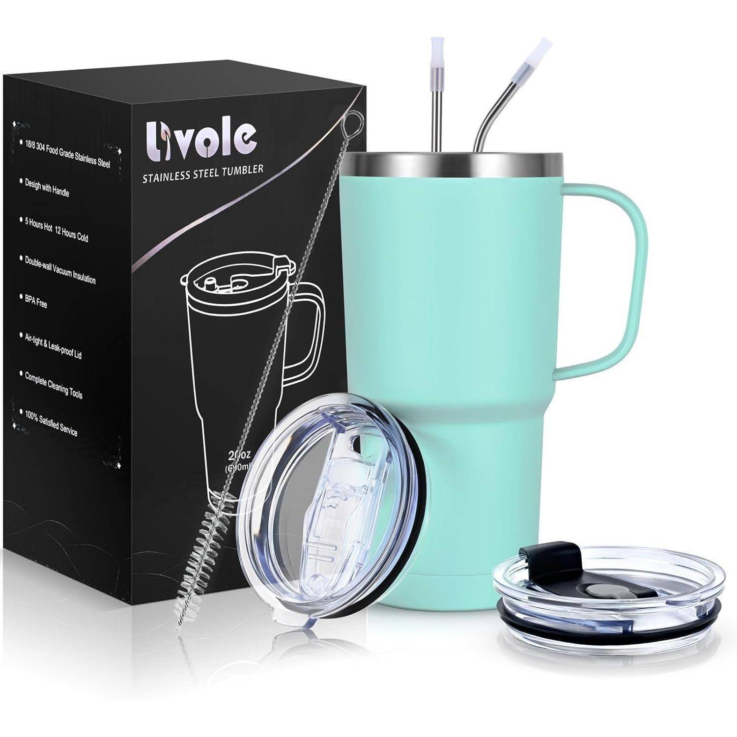 Thermobecher Vakuum Kaffeebecher 600ml mit Henkel Mintgrün