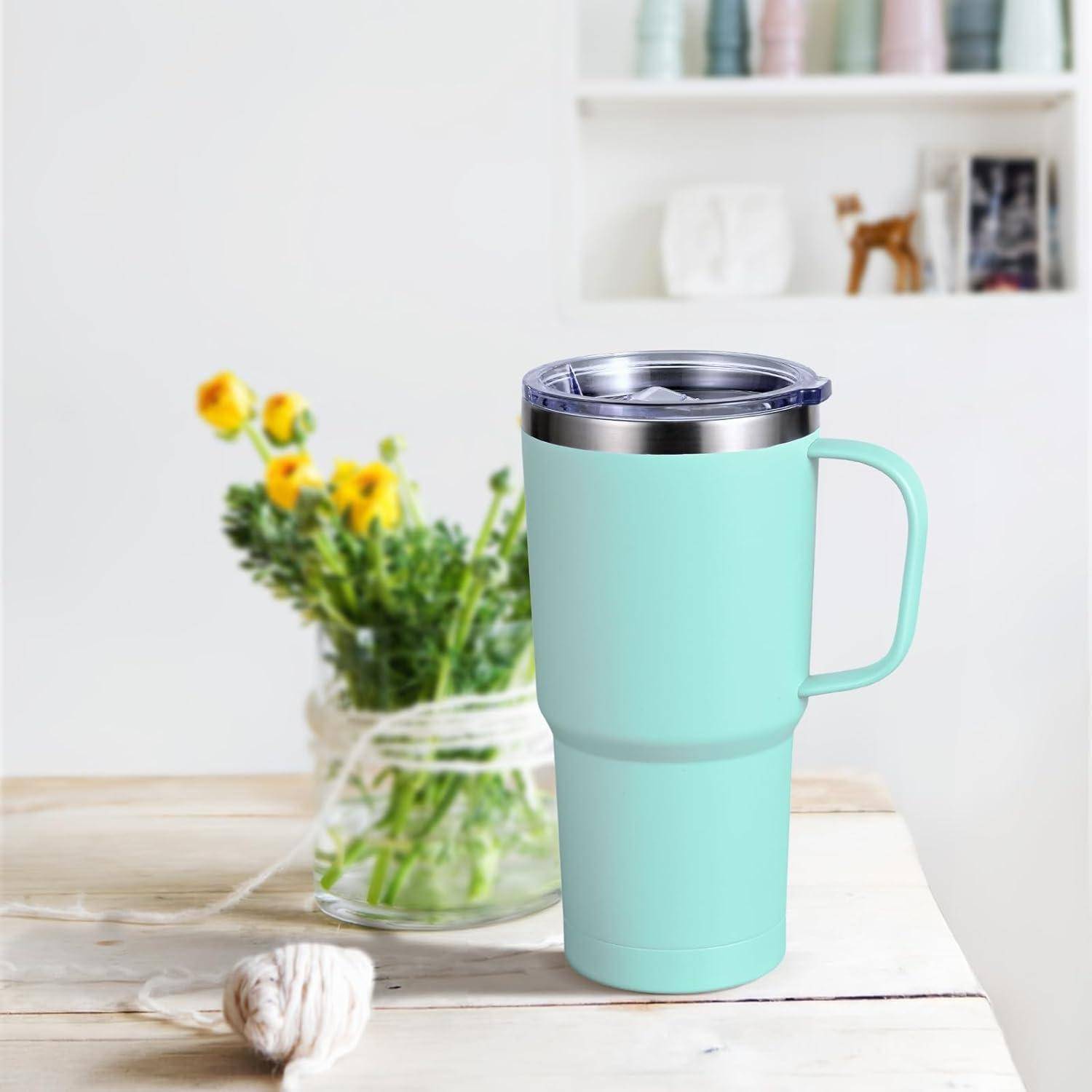 Thermobecher Vakuum Kaffeebecher 600ml mit Henkel Mintgrün
