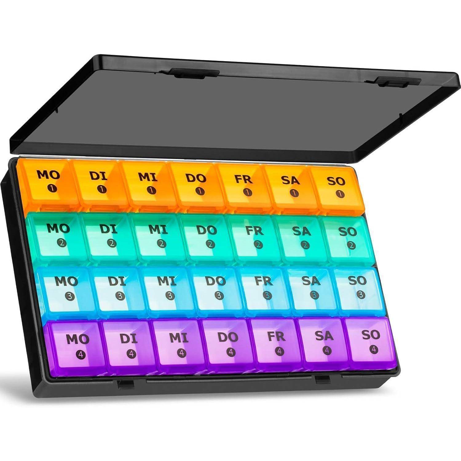 Tablettenbox 28 Tage Pillendose 7 Fächer Medikamentenbox
