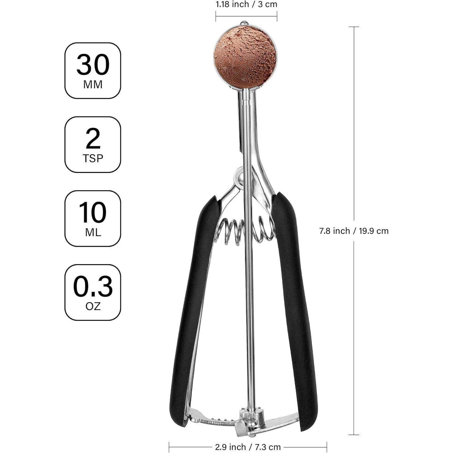 Eisportionierer Edelstahl 3cm mit Auslöser und Griff, 10ml