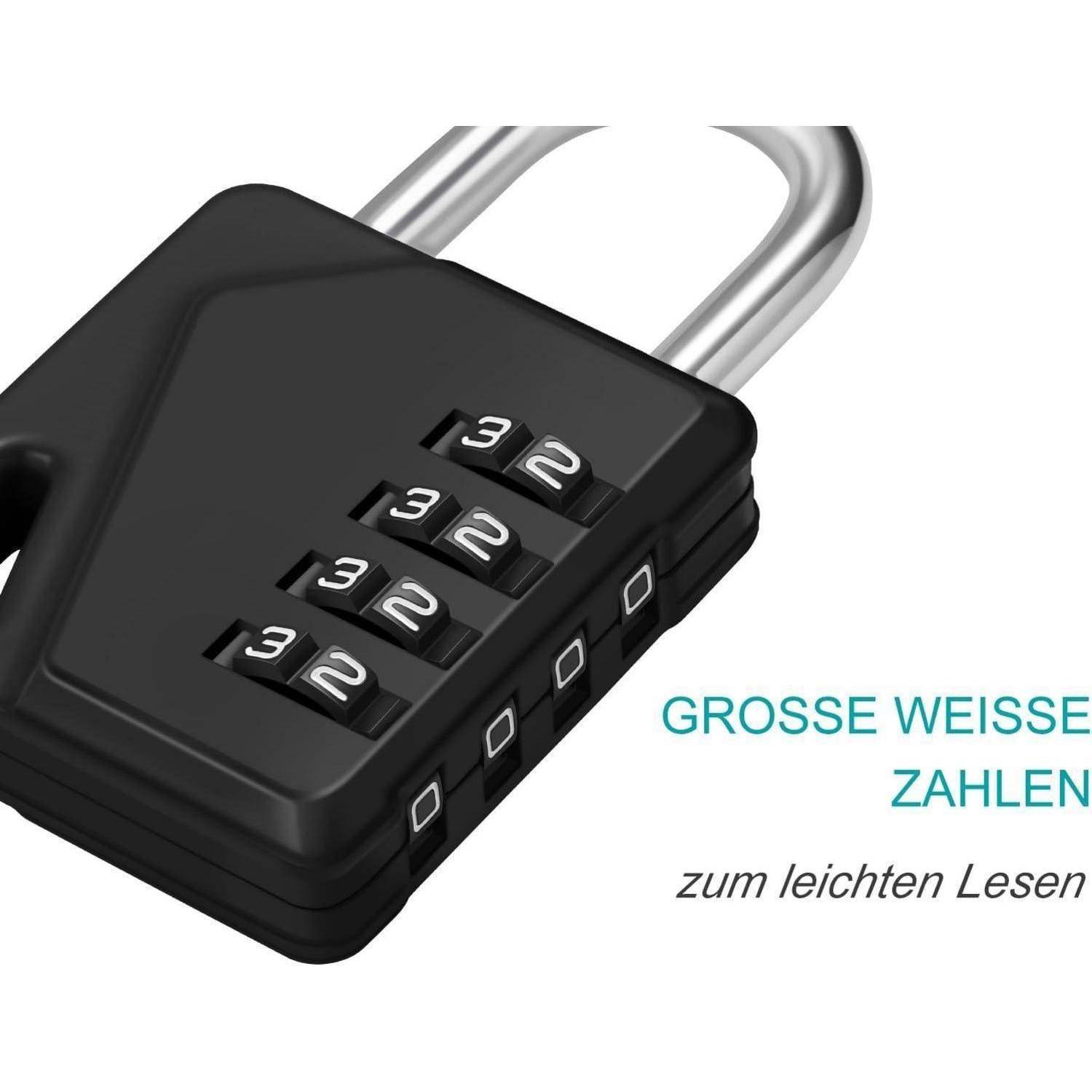 Vorhängeschloss Zahlenschloss 4 Stellig Spindschloss mit