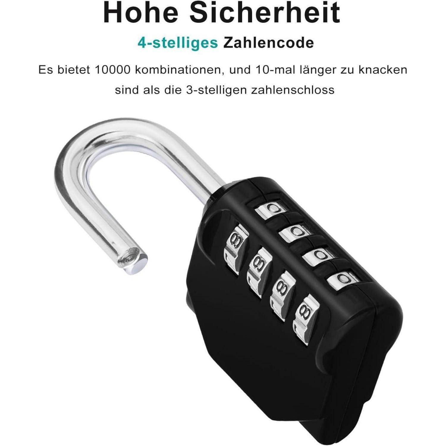 Vorhängeschloss Zahlenschlösser 4 Stellig Schwarz 2er Set