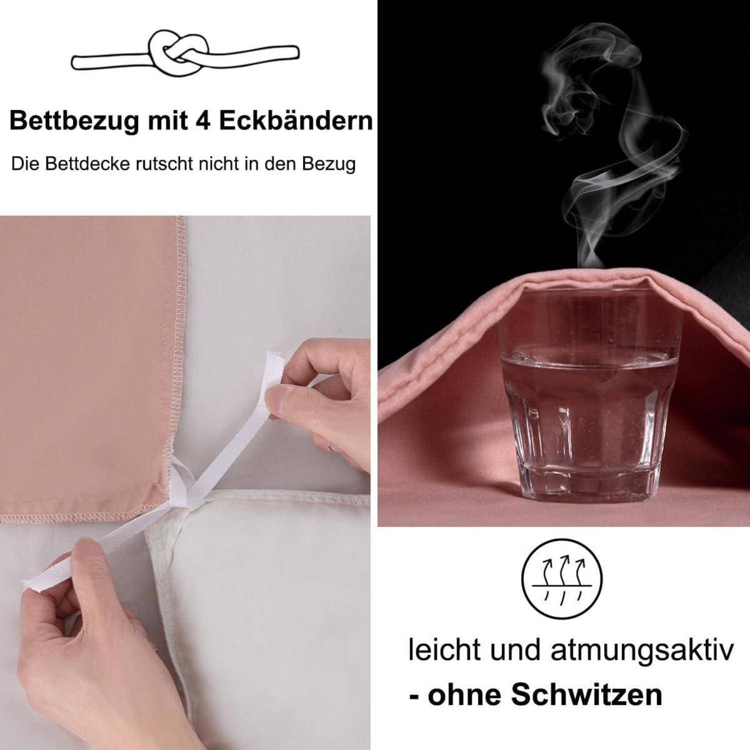 Bettwäsche 200x200 Rosa - Weiches Bettwäsche-Set Mikrofaser
