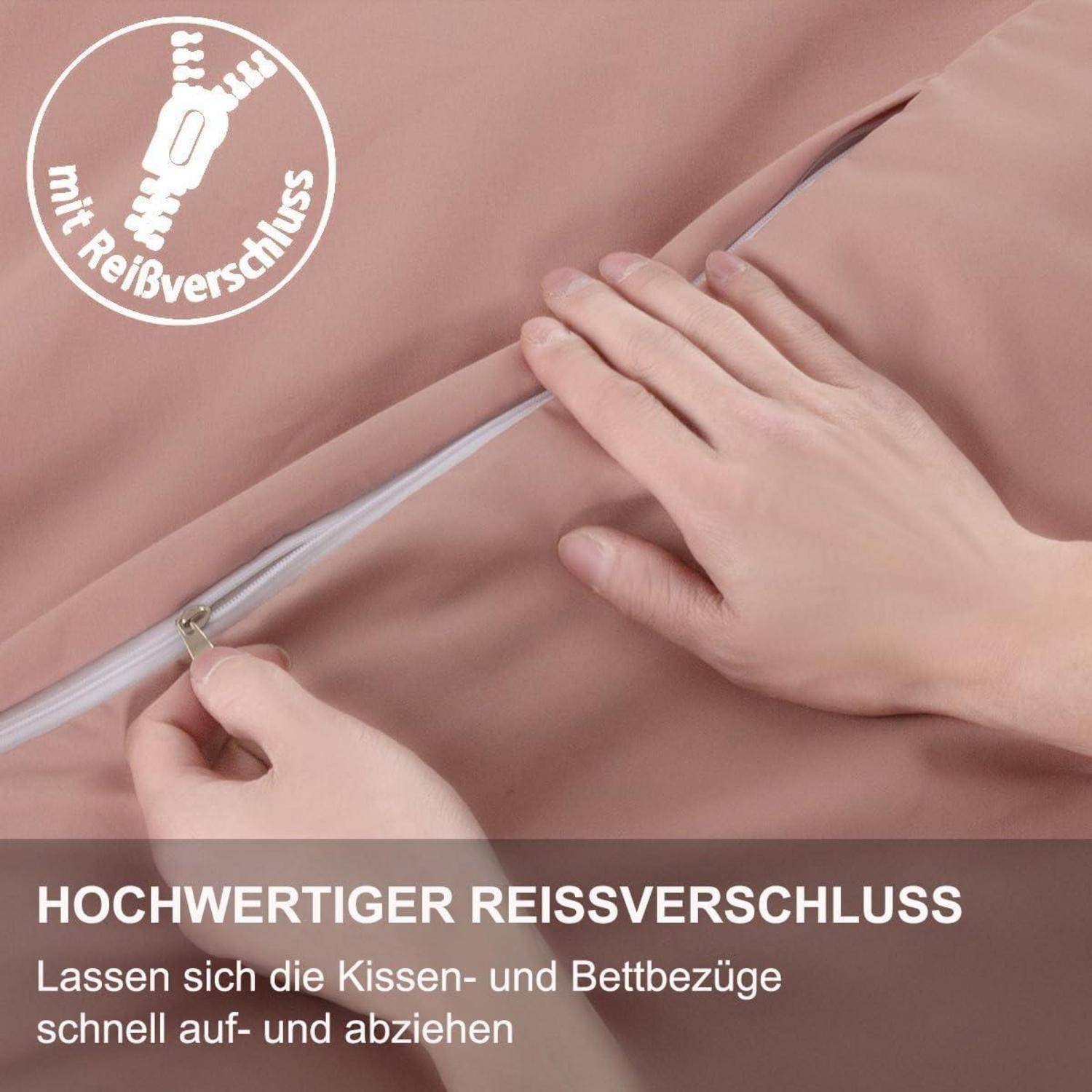 Bettwäsche 200x200 Rosa - Weiches Bettwäsche-Set Mikrofaser