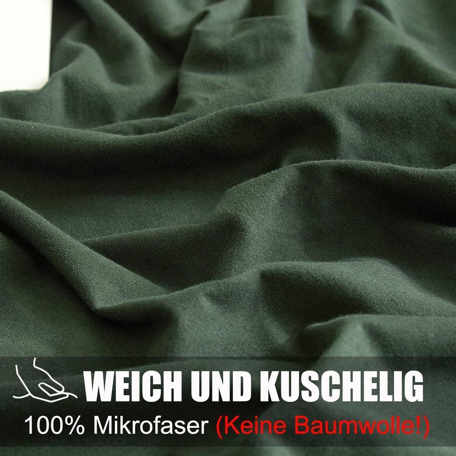 Bettwäsche 200x200 Grün Mikrofaser Set 80x80 cm Kissenbezug 2er Set