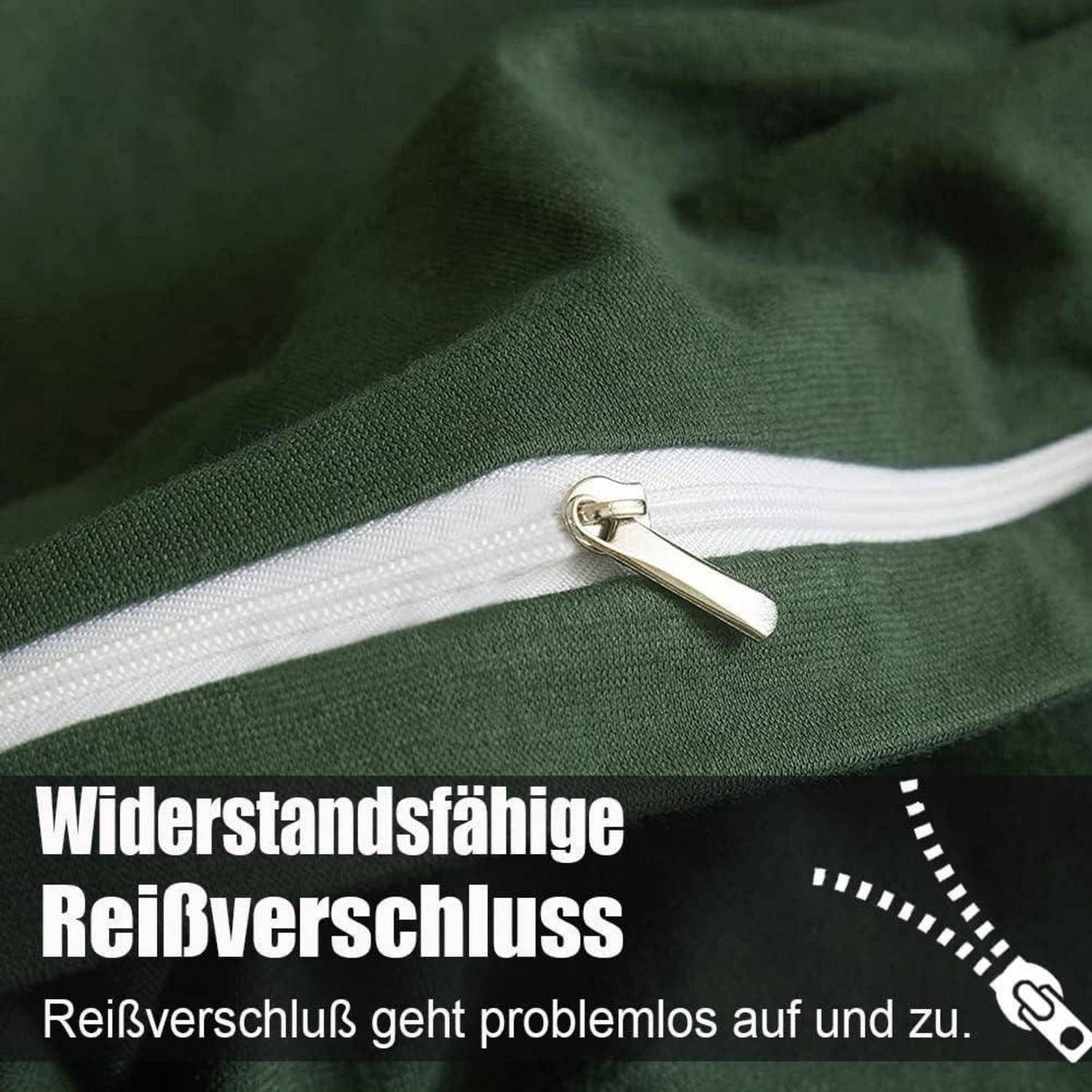 Bettwäsche 200x200 Grün Mikrofaser Set 80x80 cm Kissenbezug 2er Set