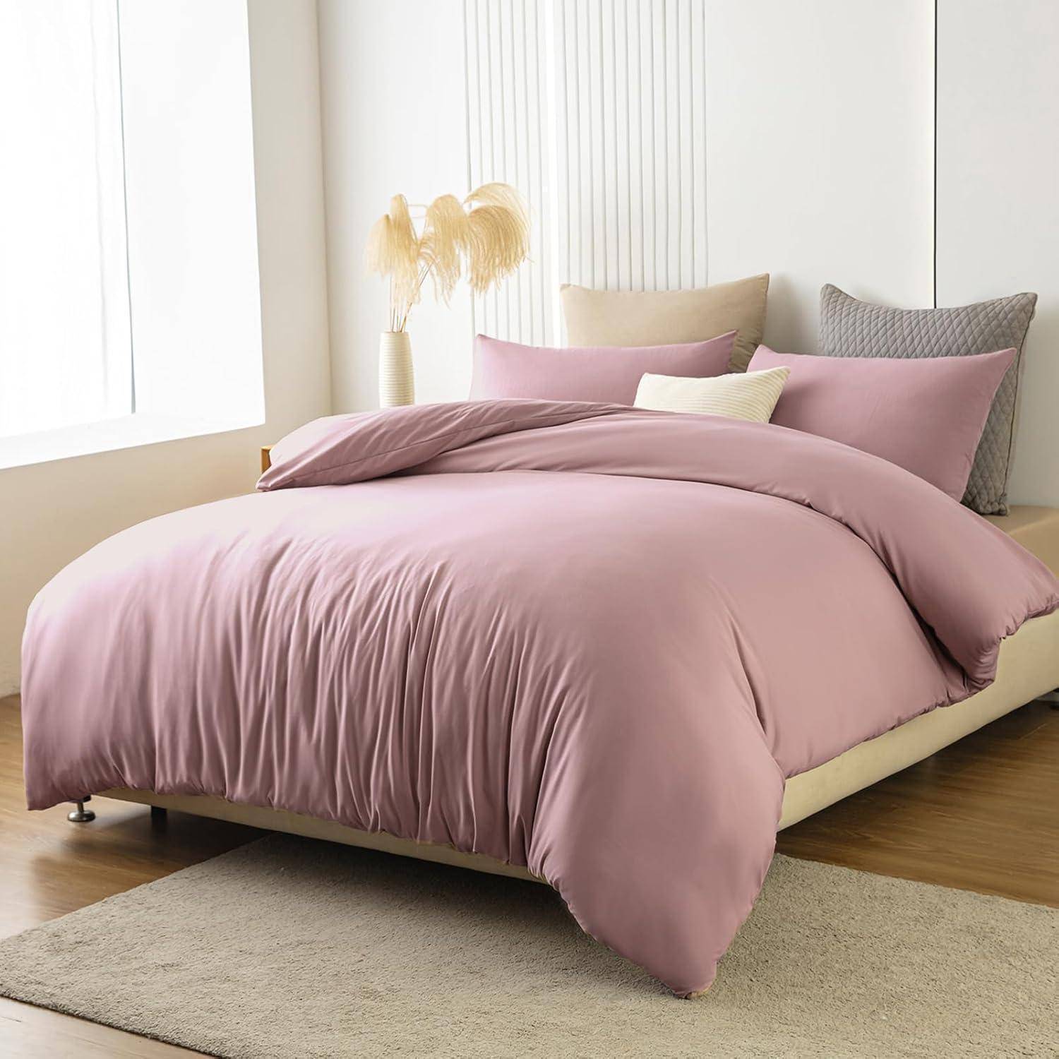 Bettwäsche 200x200 Rosa - Weich Bügelfrei Knitterfrei 2er Set