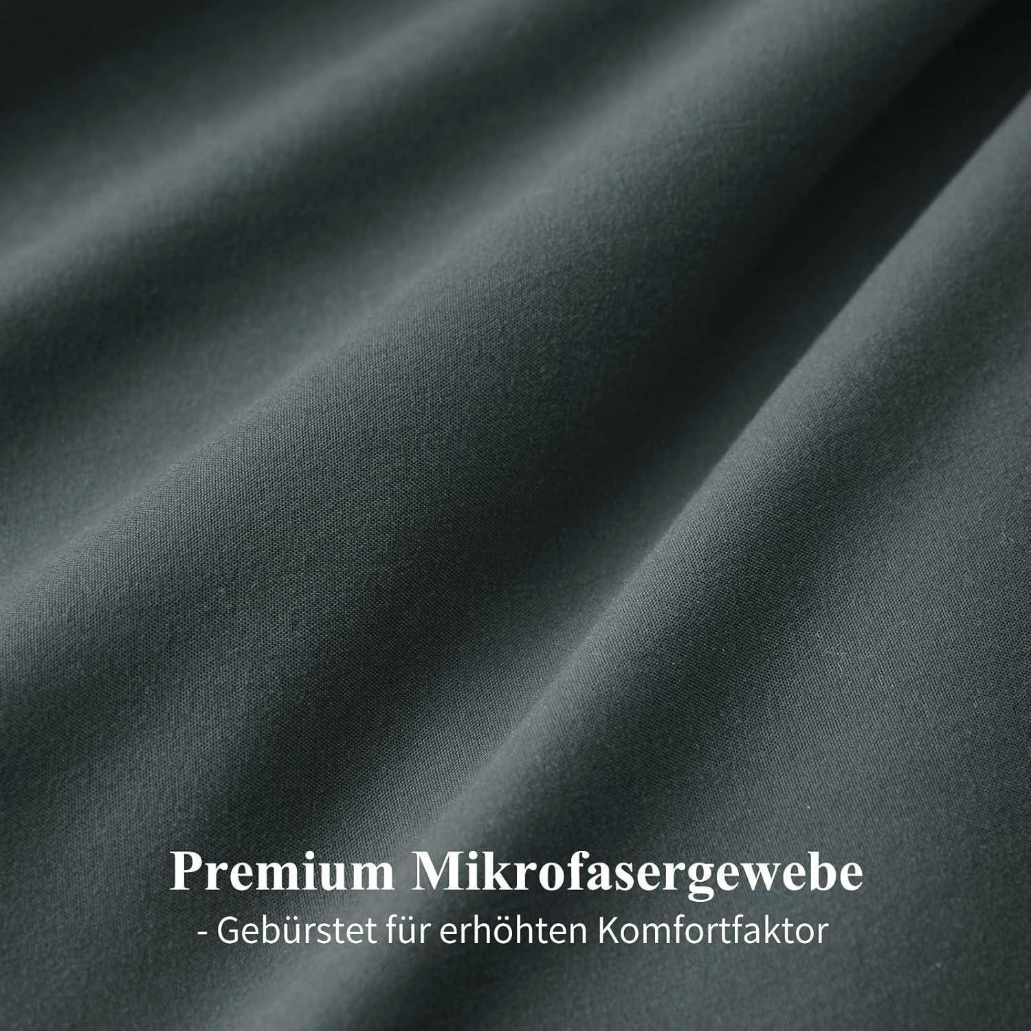 Bettwäsche 155x220 Grau Wendebettwäsche 2tlg Reißverschluss Mikrofaser