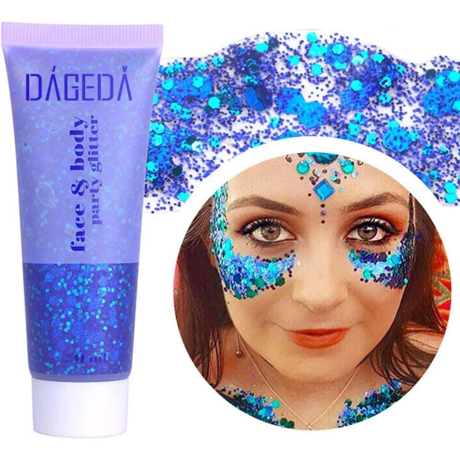 Prreal Body Glitter Gel Sequins Shimmer Liquid Eyeshadow Blue 50ml