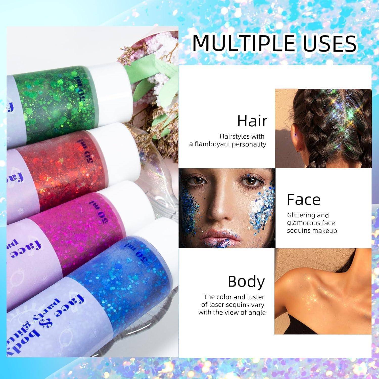 Prreal Body Glitter Gel Sequins Shimmer Liquid Eyeshadow Blue 50ml