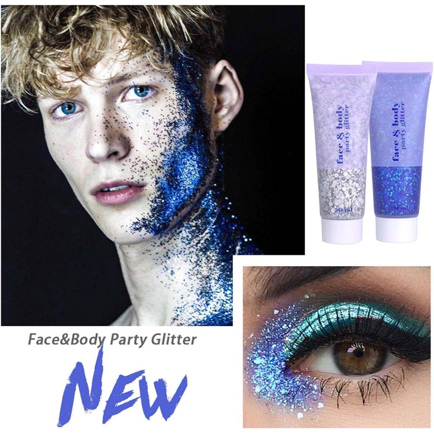 Prreal Body Glitter Gel Sequins Shimmer Liquid Eyeshadow Blue 50ml