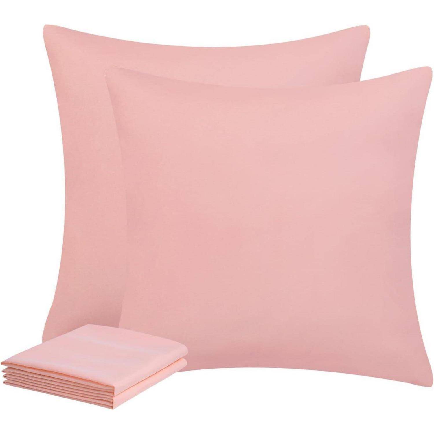 Kissenbezug 80x80 2er Set Pfirsch Rosa Mikrofaser Reißverschluss