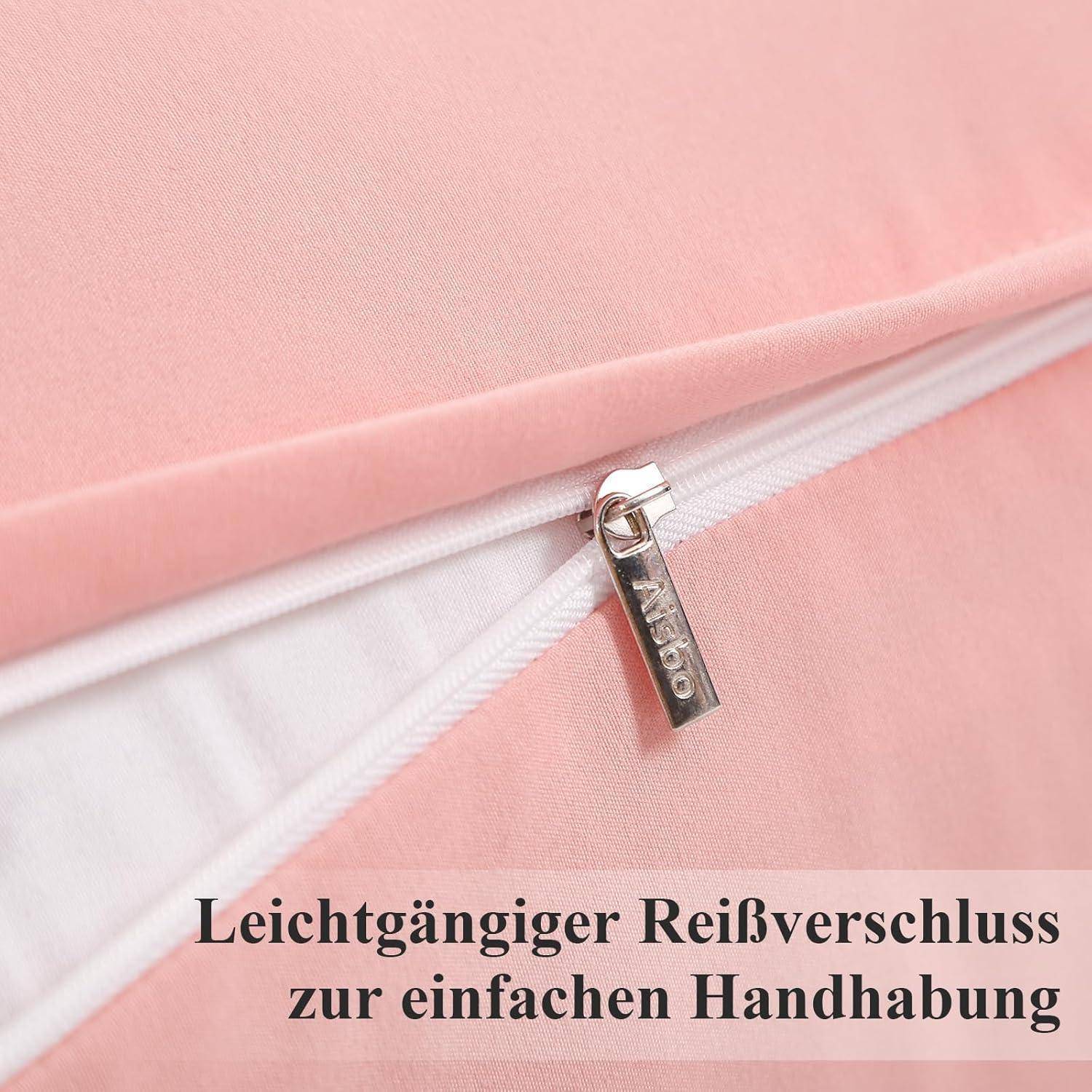 Kissenbezug 80x80 2er Set Pfirsch Rosa Mikrofaser Reißverschluss