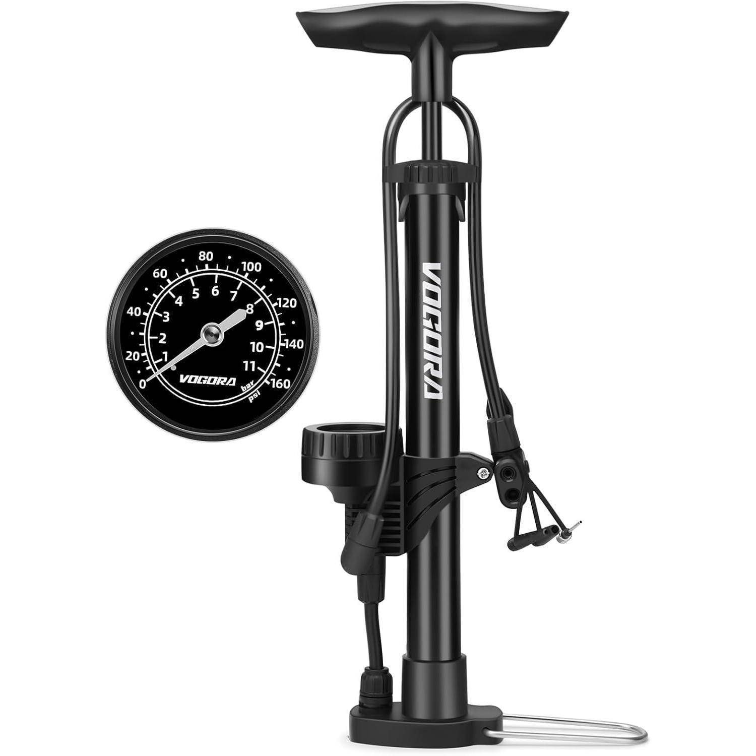 Fahrradpumpe mit Manometer alle Ventile Standluftpumpe 160PSI