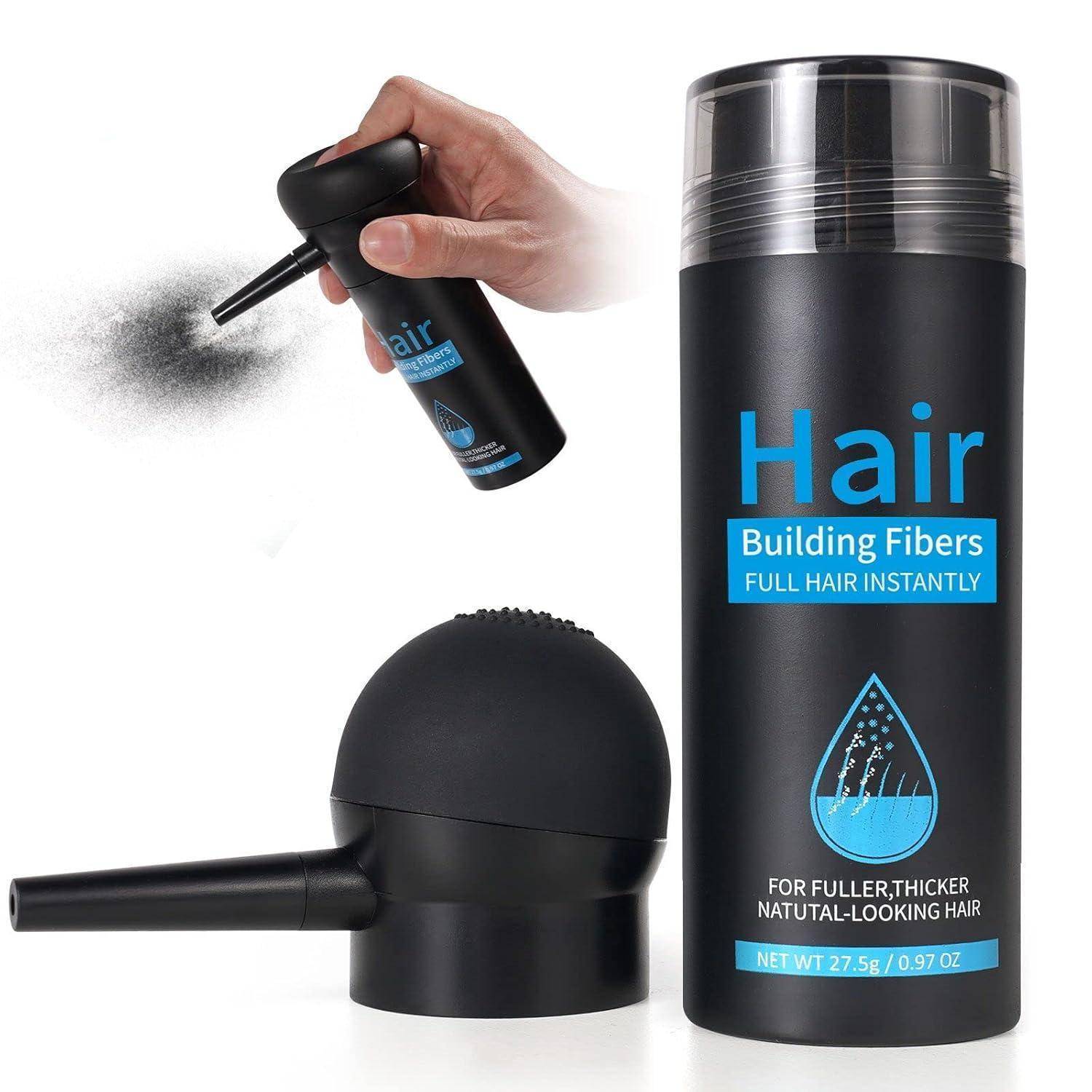 Ein Behälter mit Haar-Aufbau-Fasern, beschriftet mit 