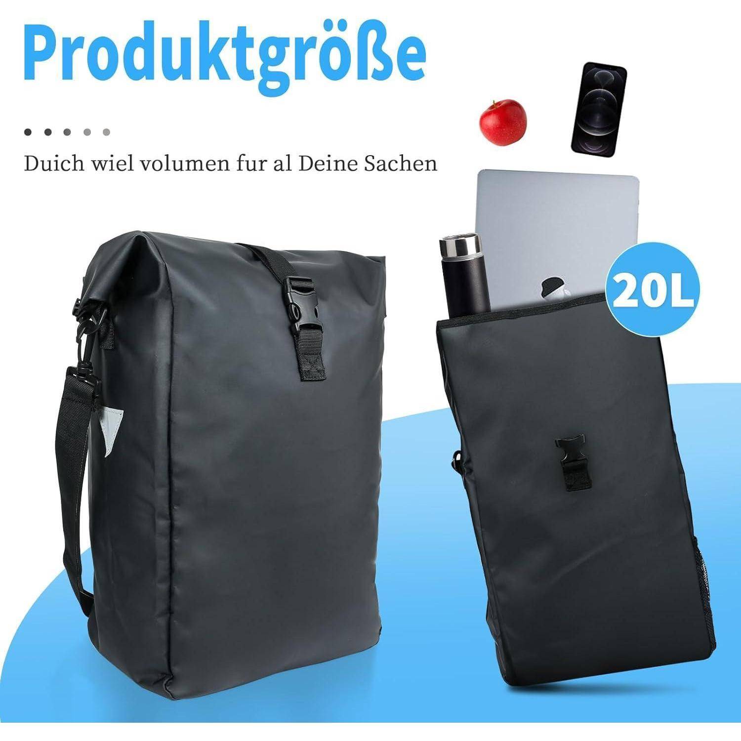 Fahrradtasche für Gepäckträger 20L wasserdicht Umhängetasche