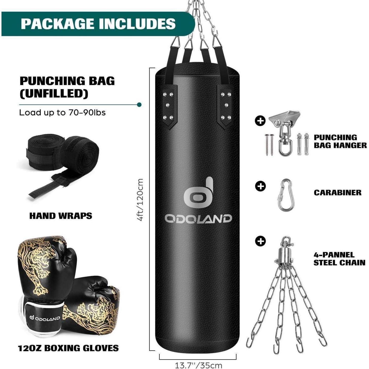 Boxsack Set UNGEFÜLLT 6 IN 1 Punchingsäcke 4FT Erwachsene 12OZ
