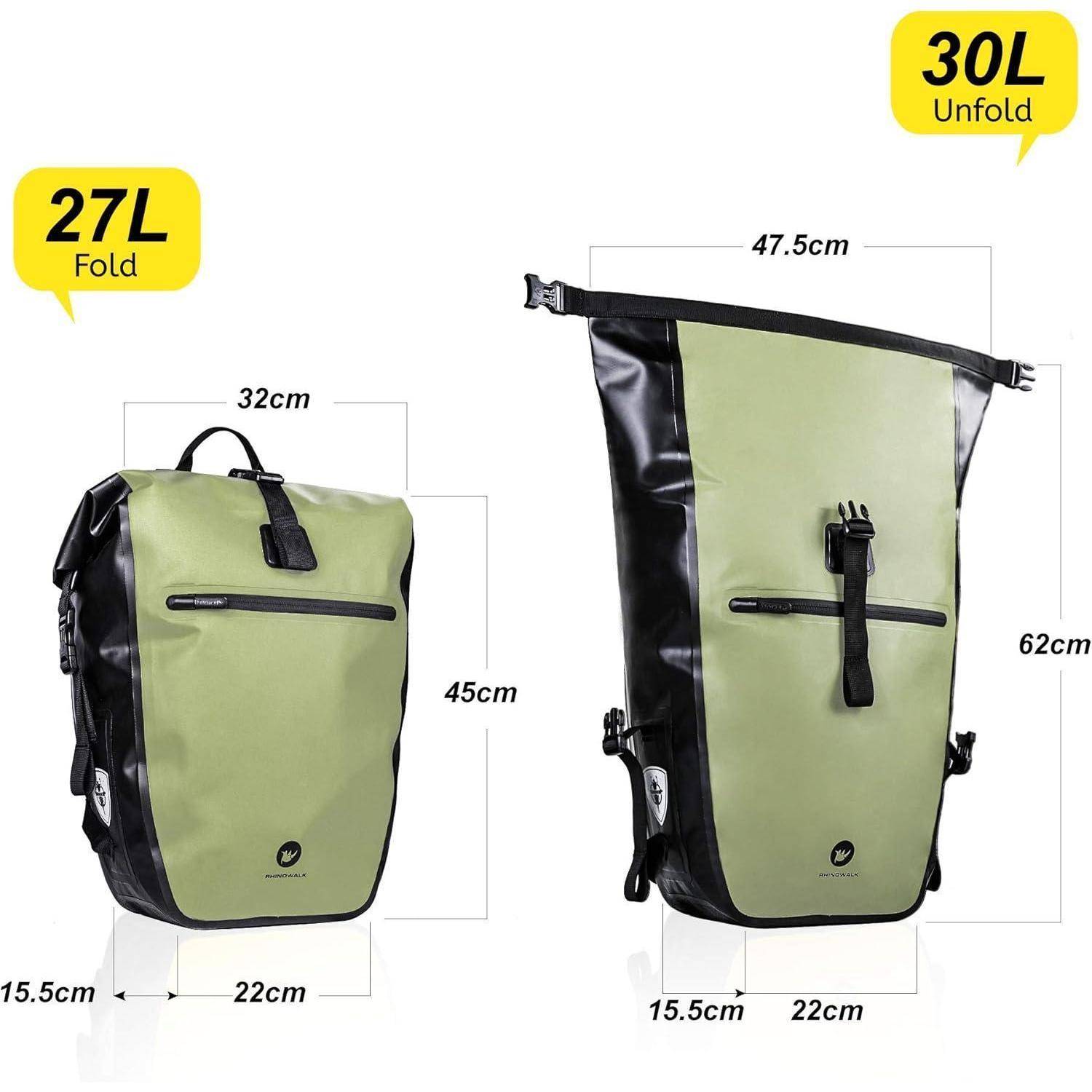 3-in-1 Fahrradtasche für Gepäckträger 27-30L Wasserdicht Hinten Vorne