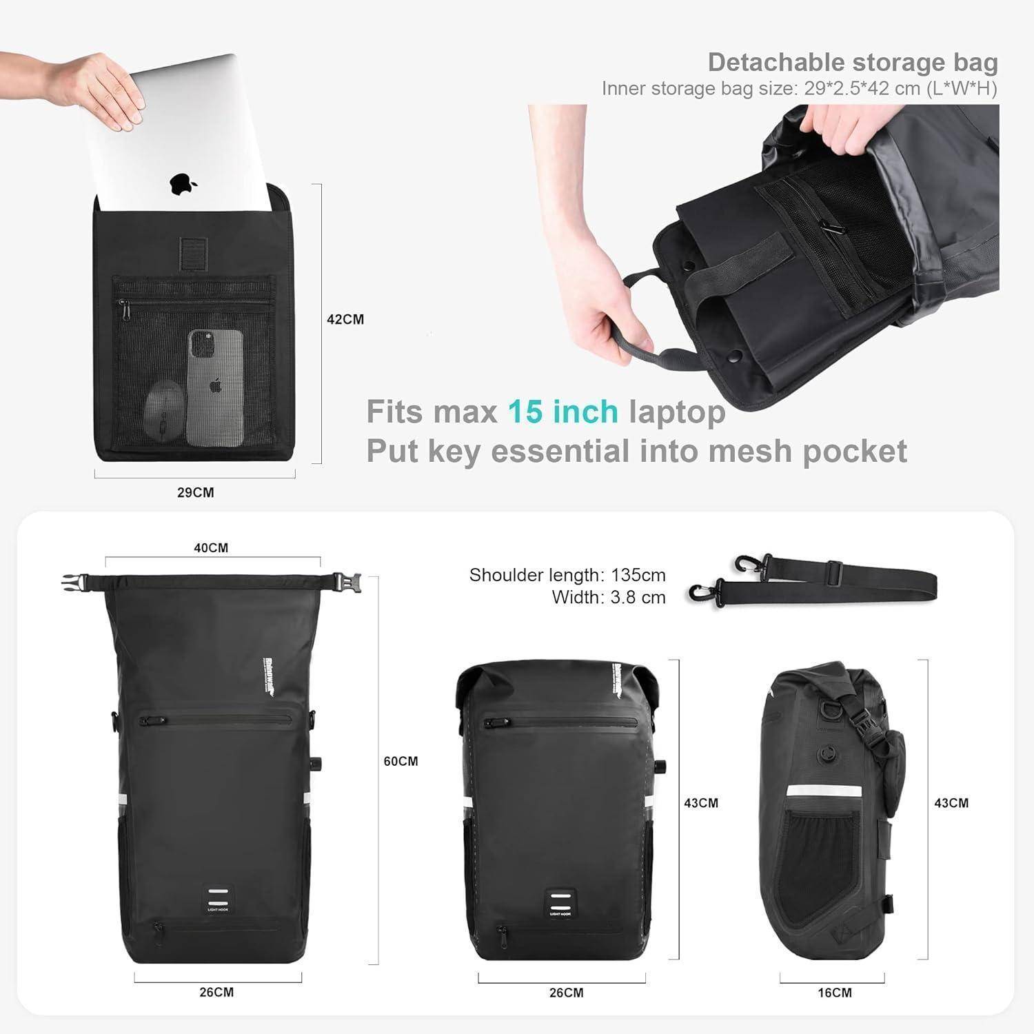 3-in-1 Multifunktional Wasserdichte Fahrradtasche Gepäckträger 22-25L