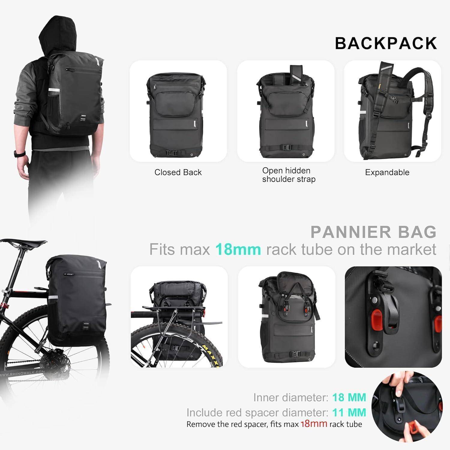 3-in-1 Multifunktional Wasserdichte Fahrradtasche Gepäckträger 22-25L