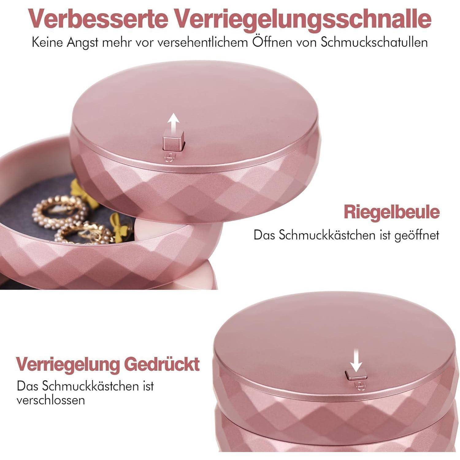 Schmuckkästchen 4 Ebenen Drehbar Ring Ohrringe Halskette Haargummi