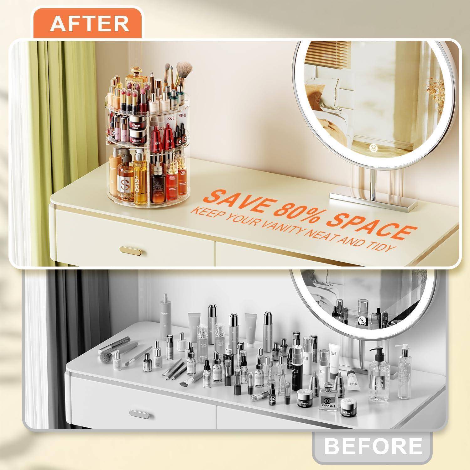 360° Drehbarer Make Up Organizer Transparent Beauty Box für