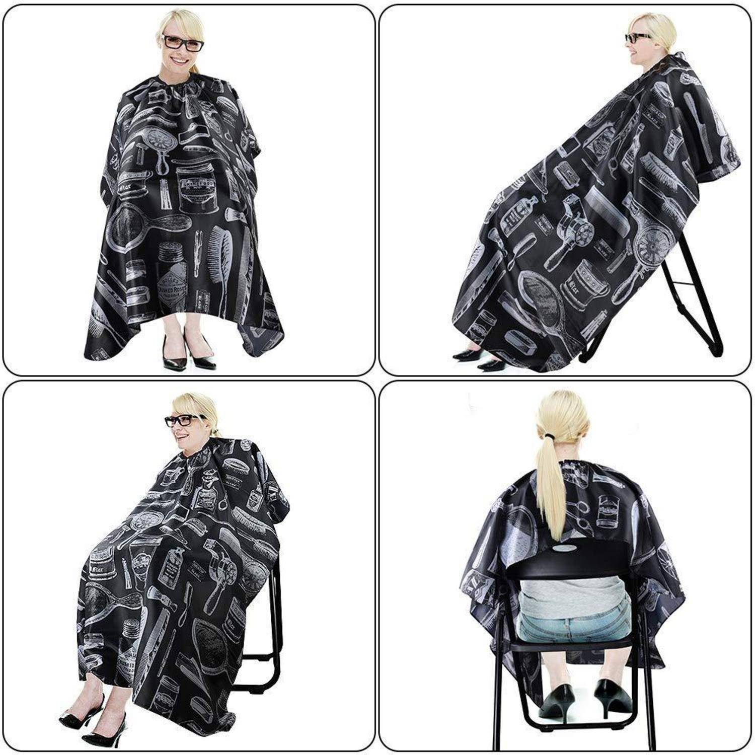 Haarschnitt Friseurumhänge Barber Cape mit Klettverschluss Schwarz