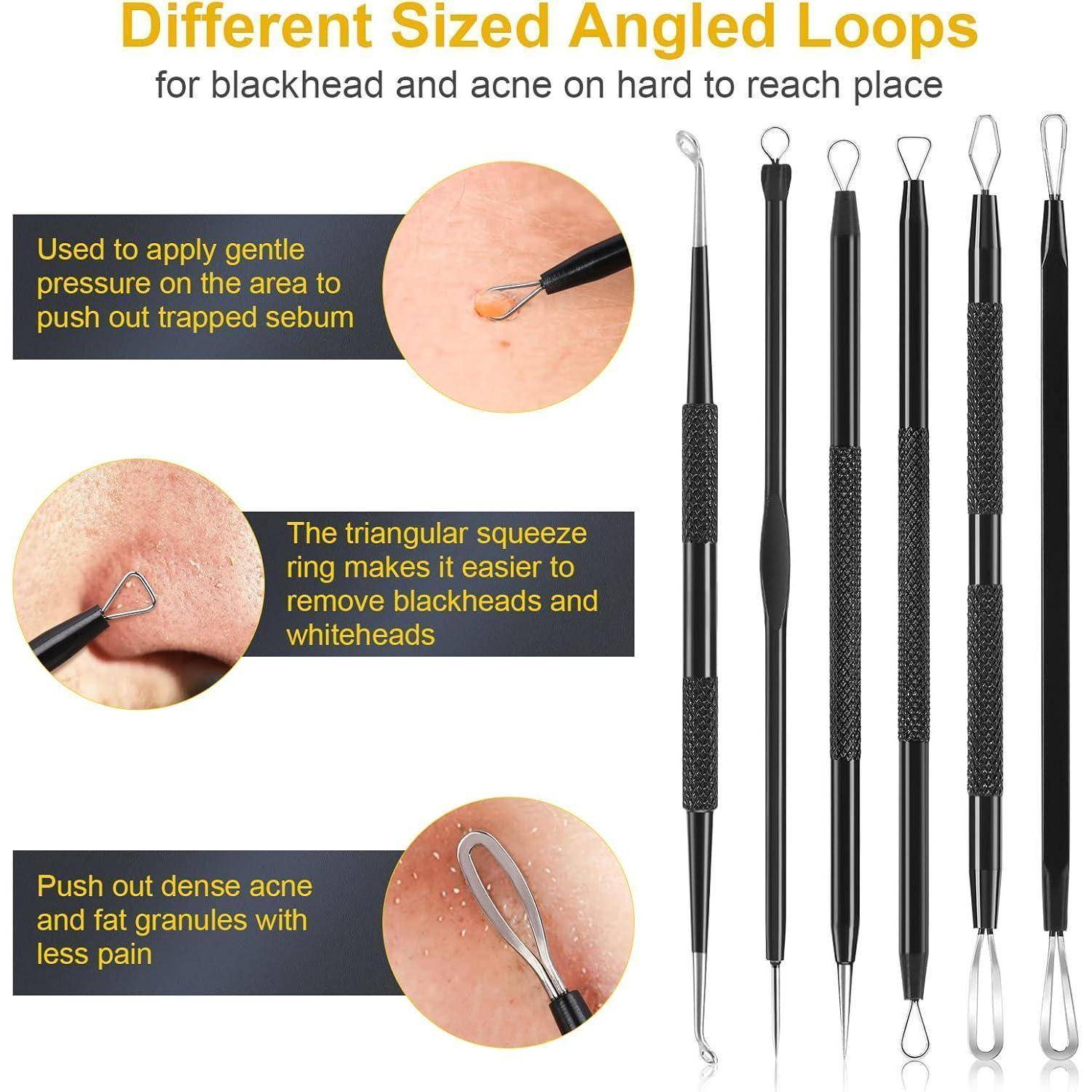 Mitesserentferner Set 15 Stücke Komedonenquetscher Blackhead Remover