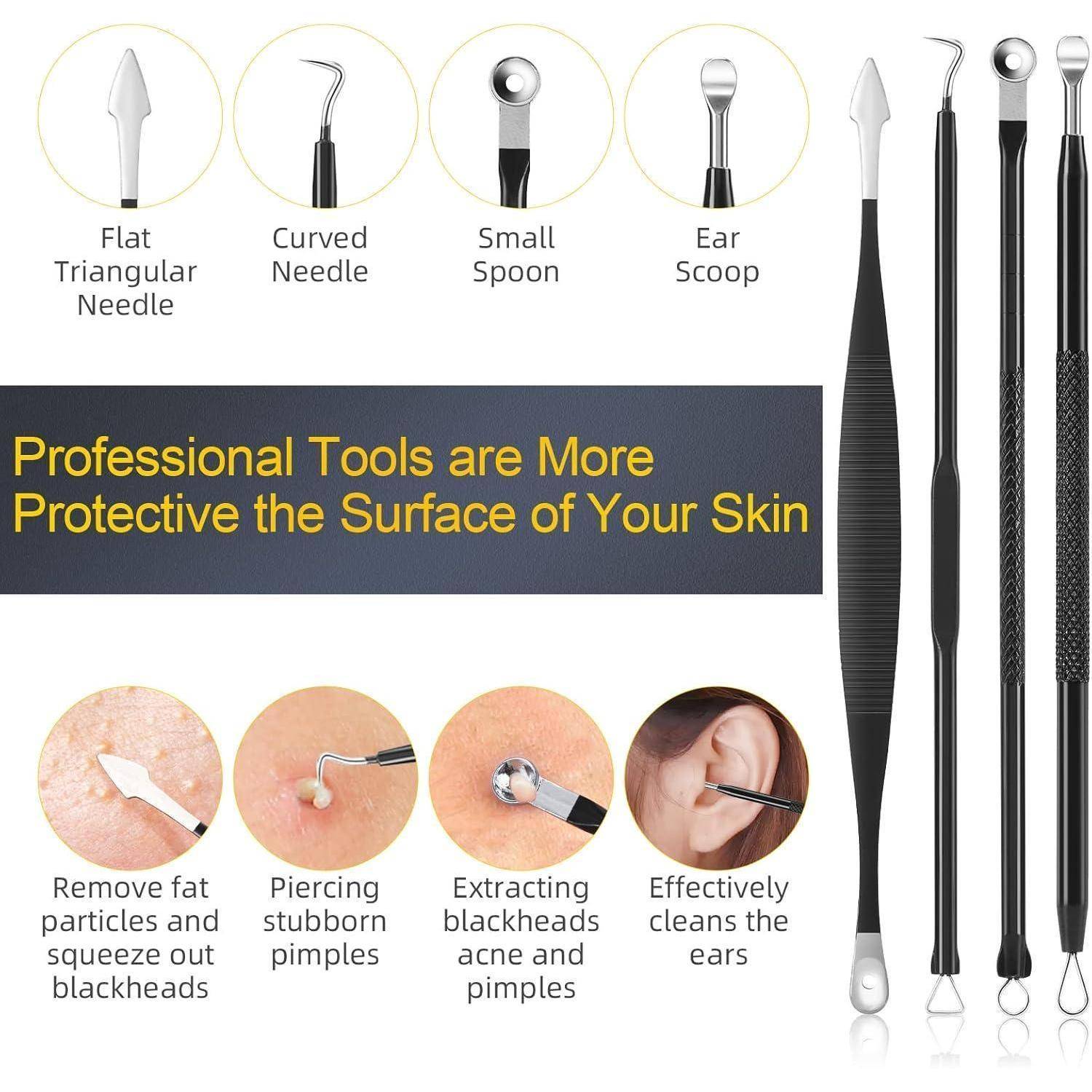 Mitesserentferner Set 15 Stücke Komedonenquetscher Blackhead Remover