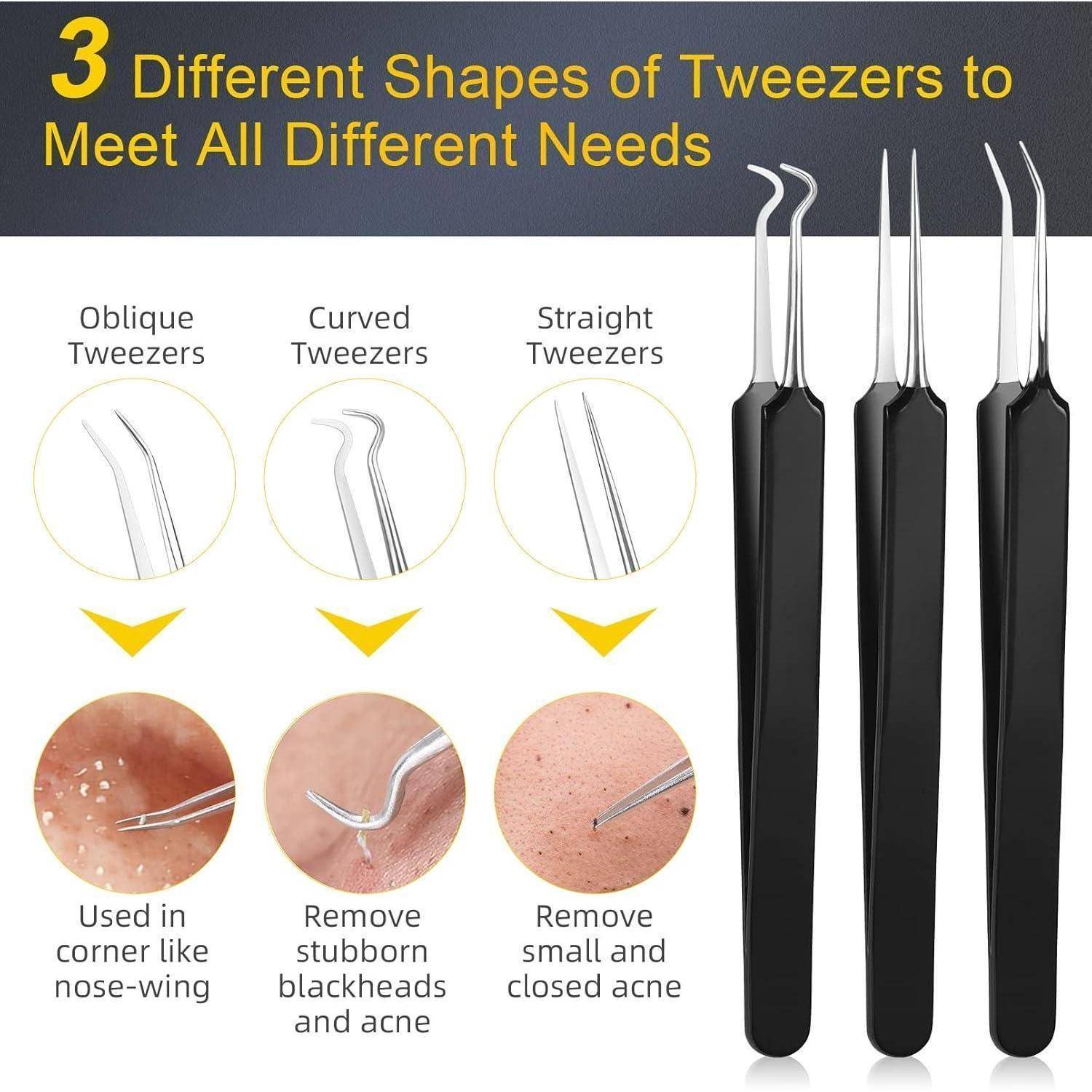 Mitesserentferner Set 15 Stücke Komedonenquetscher Blackhead Remover