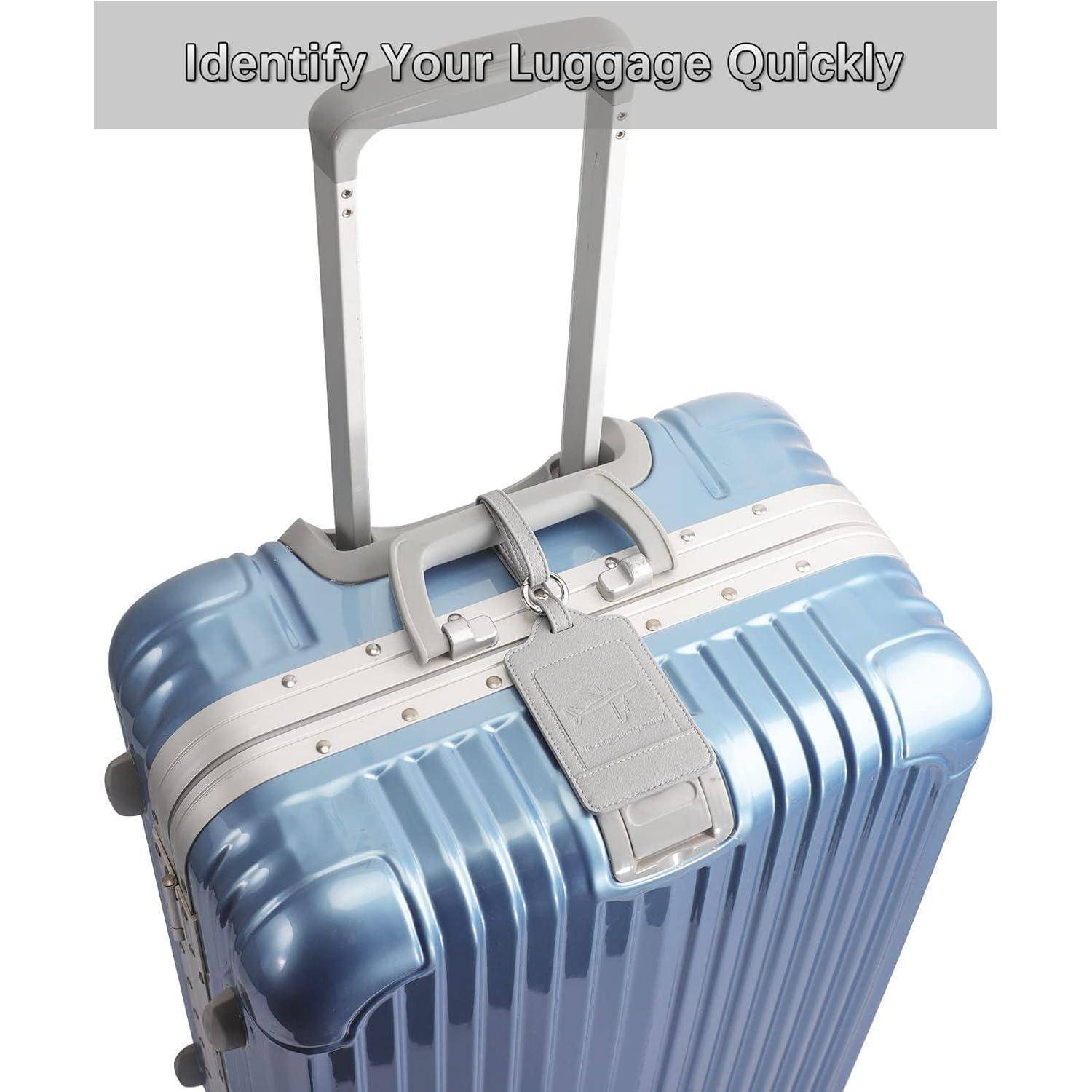 3er Set Kofferanhänger PU Leder Flugreise Reiseetikett Datenschutz
