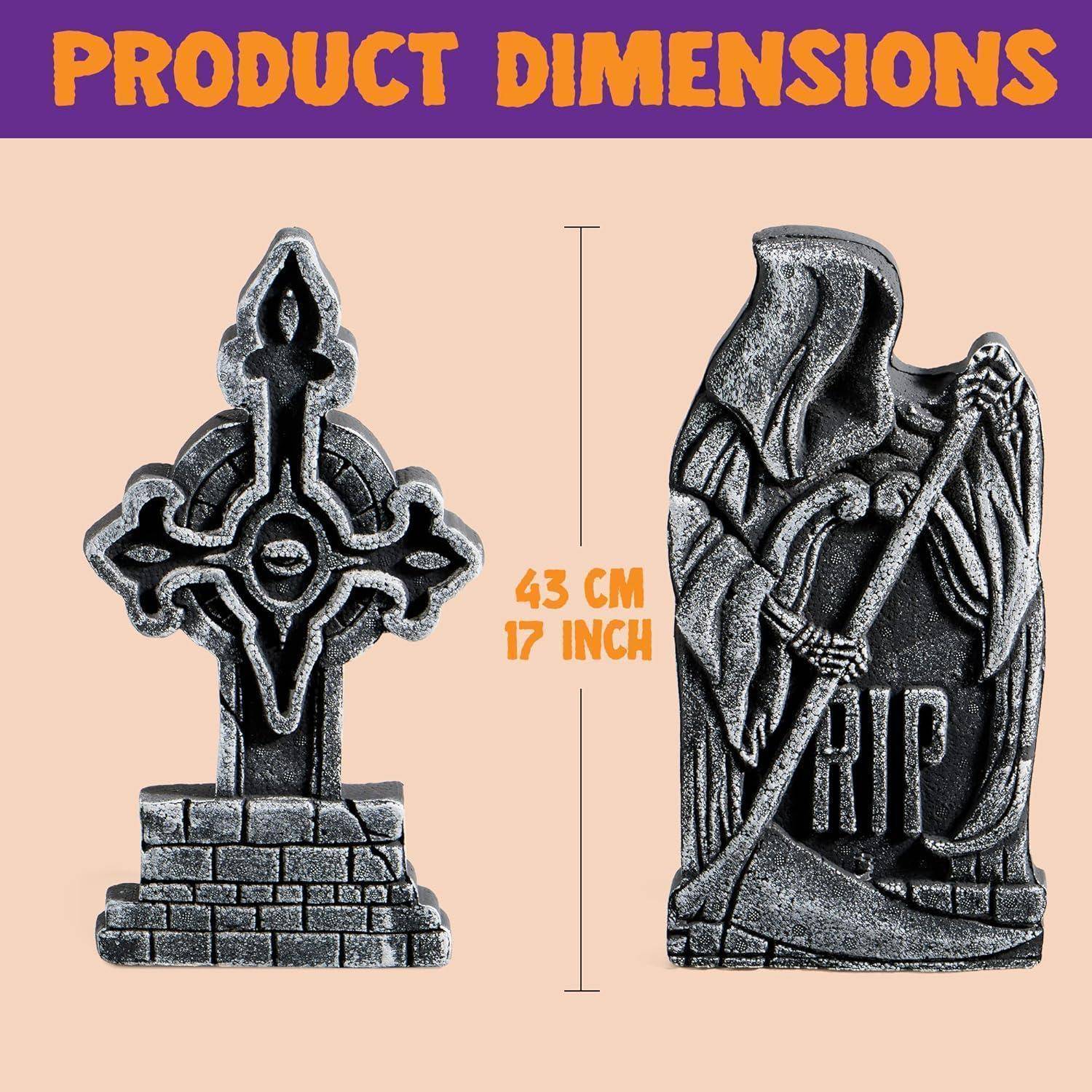 43 cm große Halloween-Grabsteine aus Schaumstoff RIP (5er-Pack) und 12
