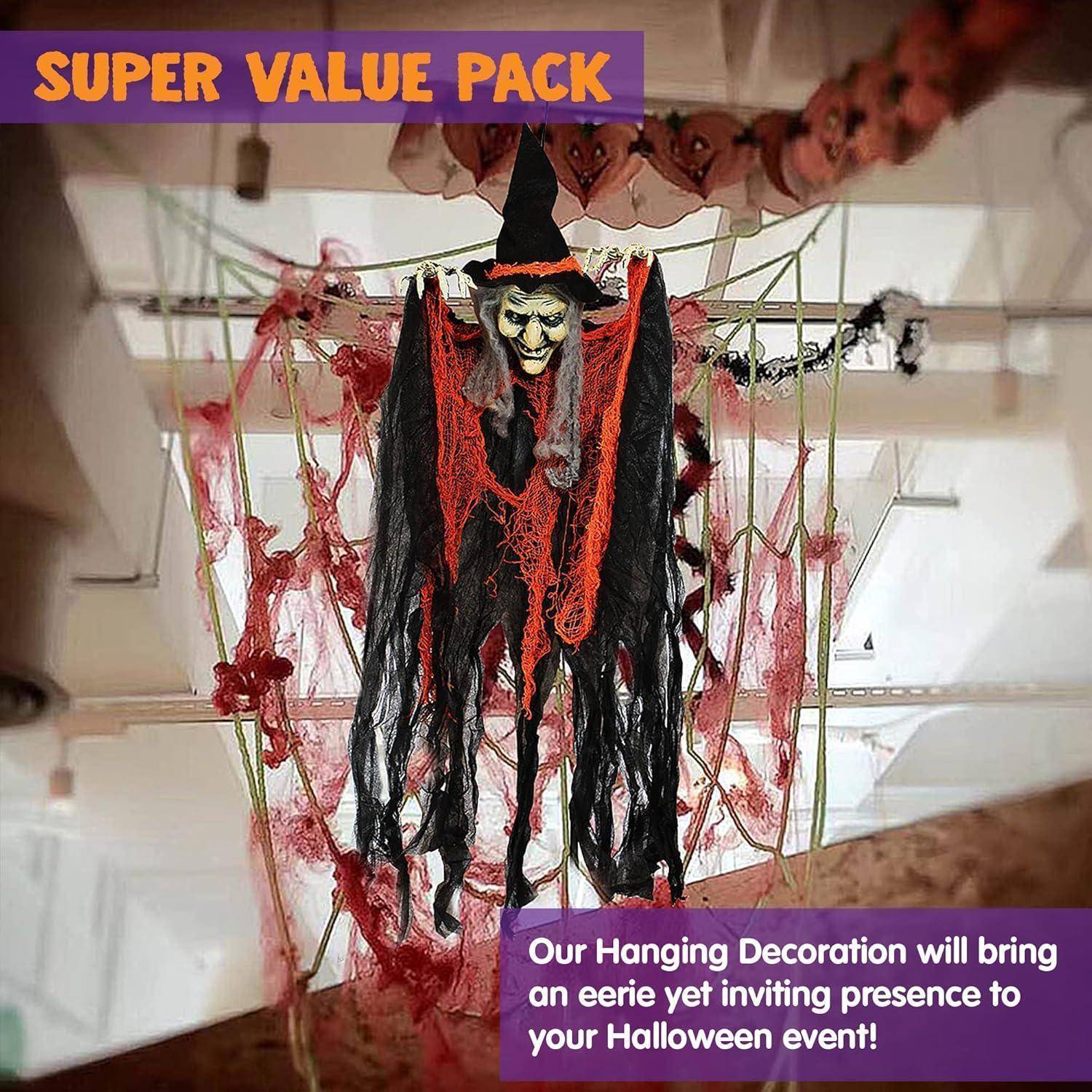 3er Set 90 cm Hängende Geister Halloween Deko Sensenmann Hexe außen