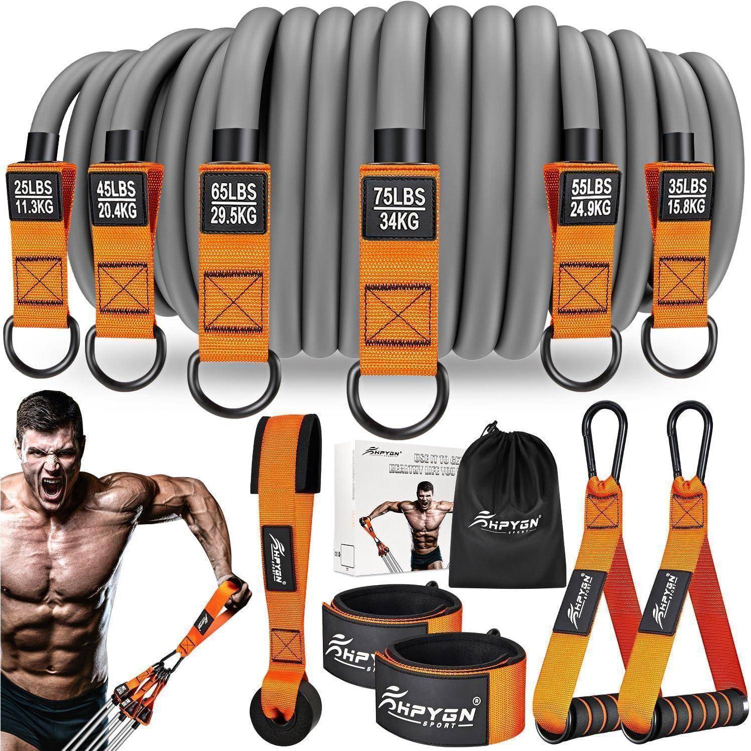 Resistance Bands Set 300lbs mit Griffen Knöchelriemen Türanker