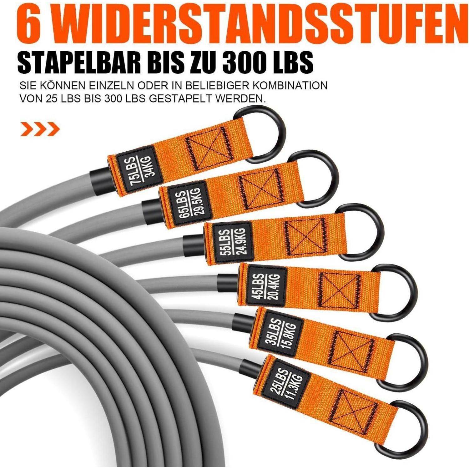 Resistance Bands Set 300lbs mit Griffen Knöchelriemen Türanker