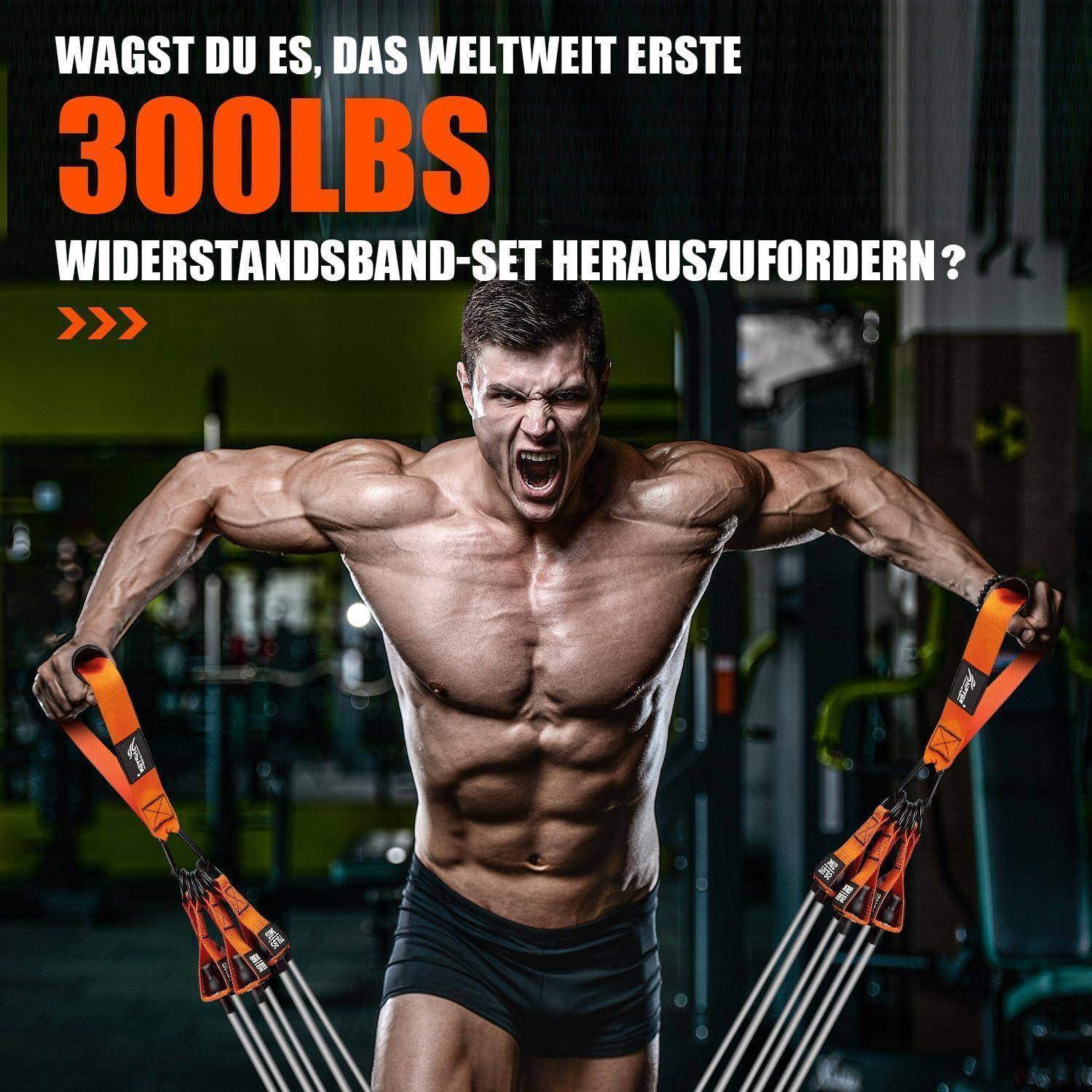 Resistance Bands Set 300lbs mit Griffen Knöchelriemen Türanker