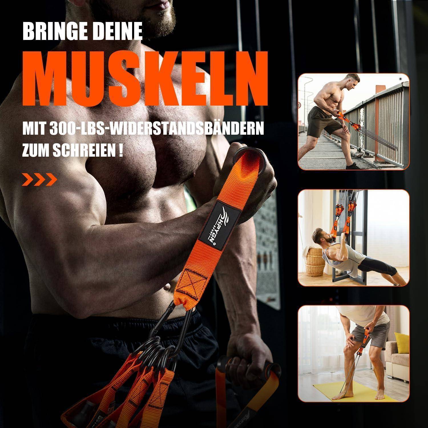 Resistance Bands Set 300lbs mit Griffen Knöchelriemen Türanker