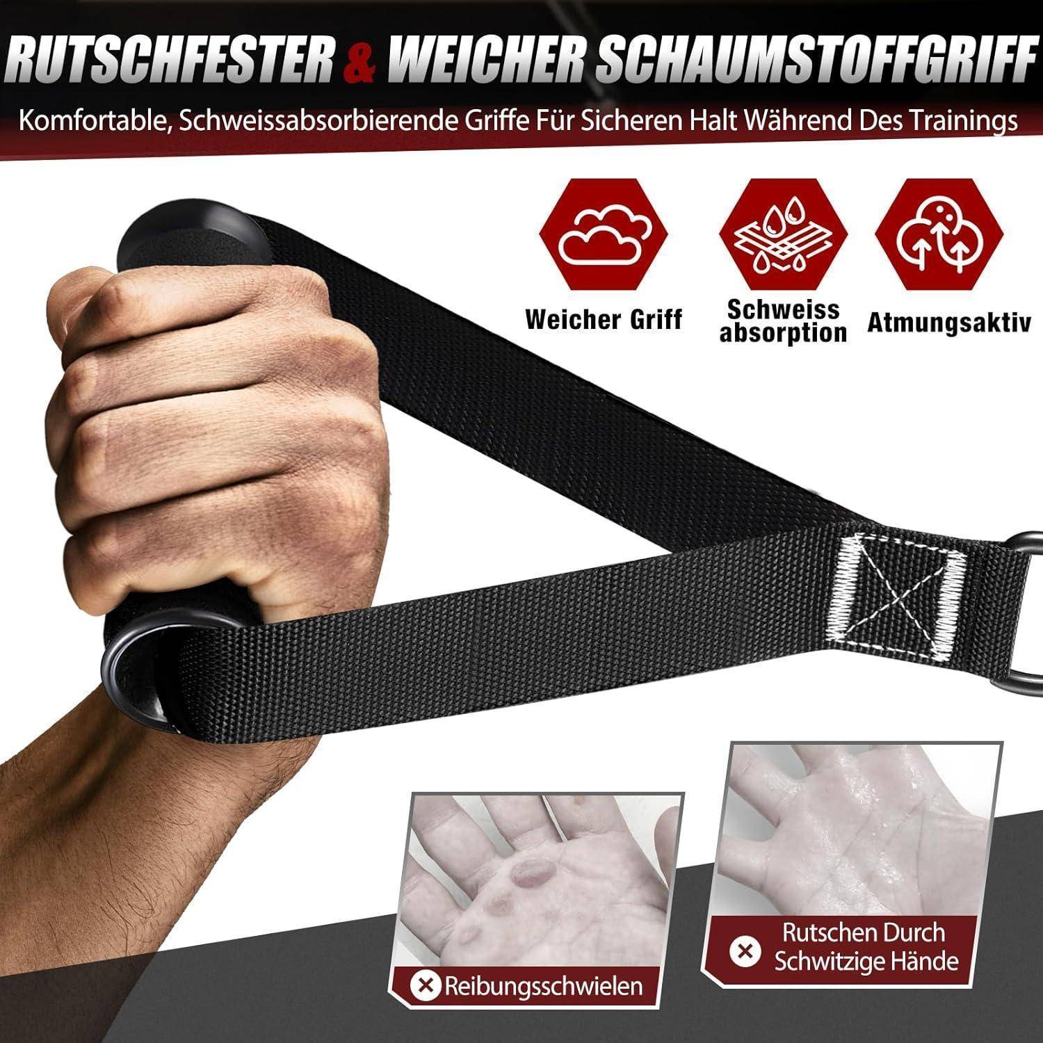 Rutschfester & weicher Schaumstoffgriff, Trainingsgerät mit einem weichen, atmungsaktiven, schweißabsorbierenden Griff für einen festen Halt während des Trainings.