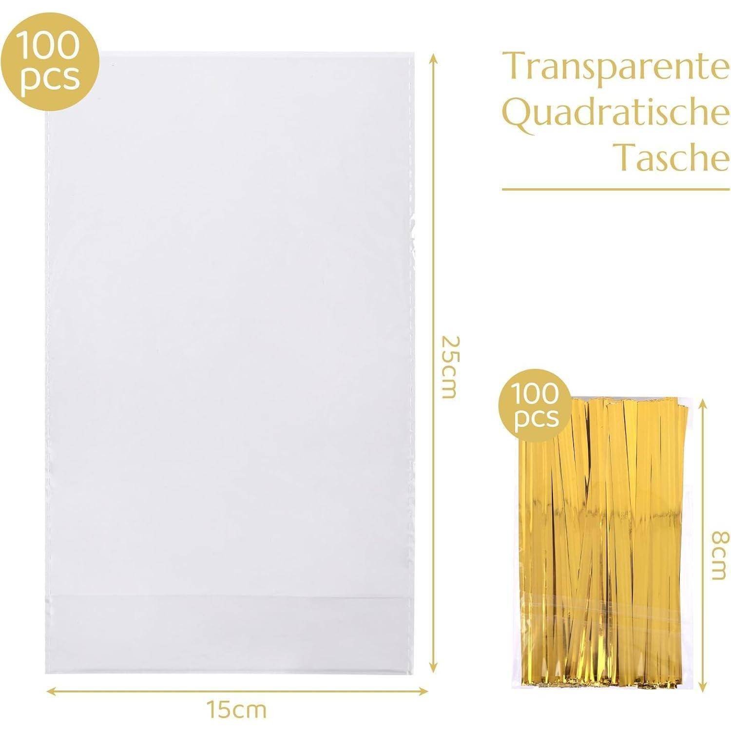100 Stück Transparente Süßigkeitentüten 15 x 25cm Mitgebsel
