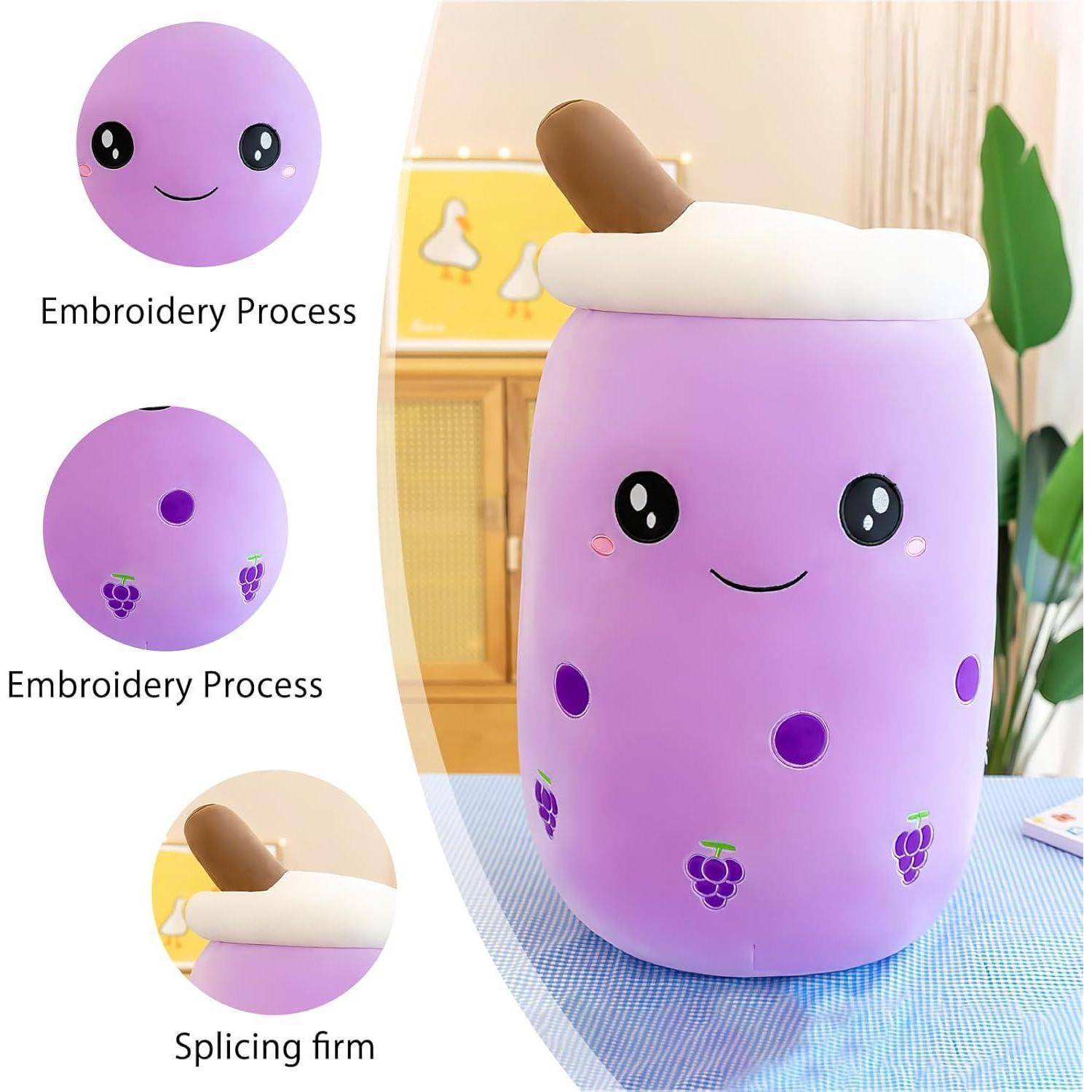 Bubble Tea Plüschkissen Boba Stofftier 25cm Kuscheltier Lila