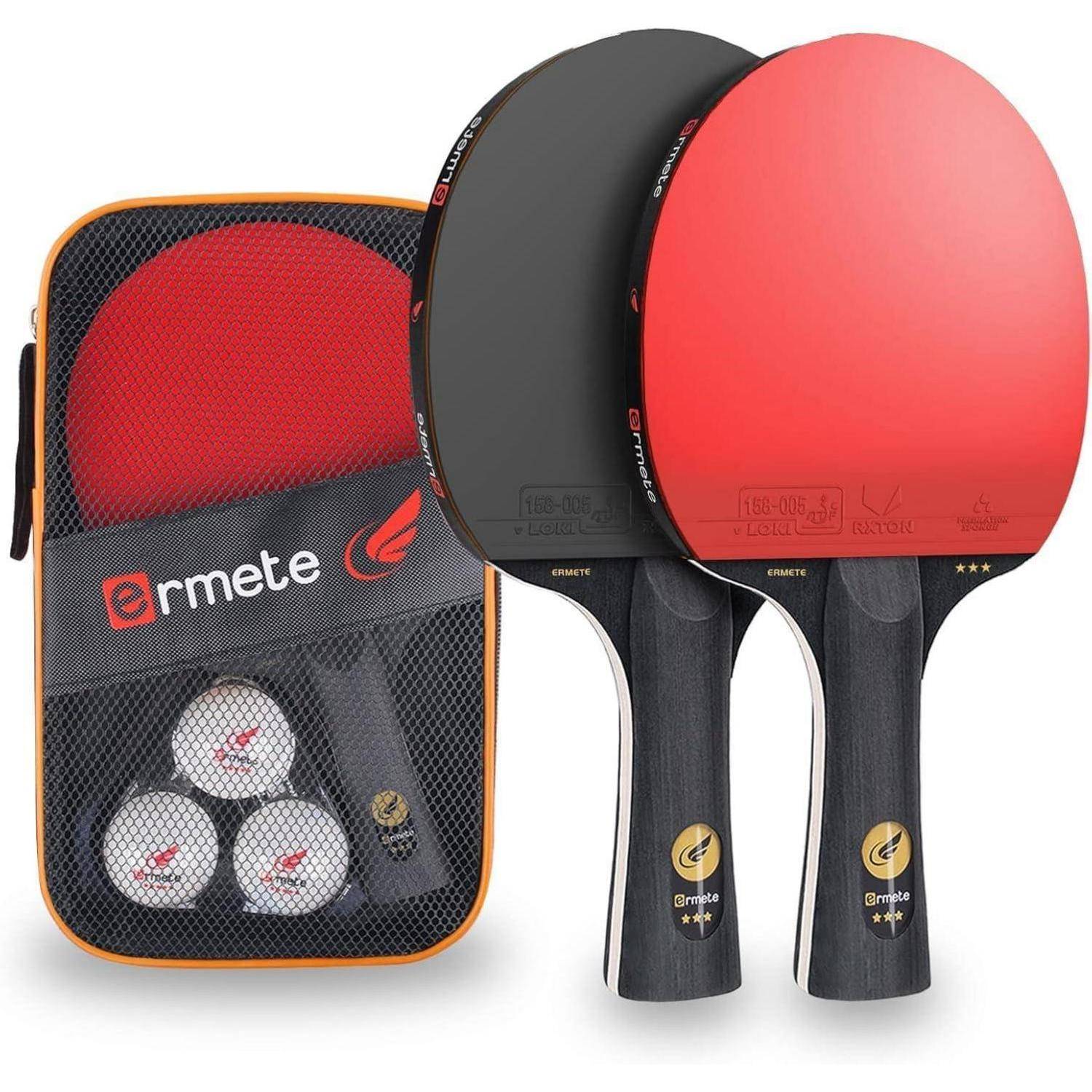 Tischtennis Set Profi 2 Schläger 3 Bälle Tragetasche - Ideal für
